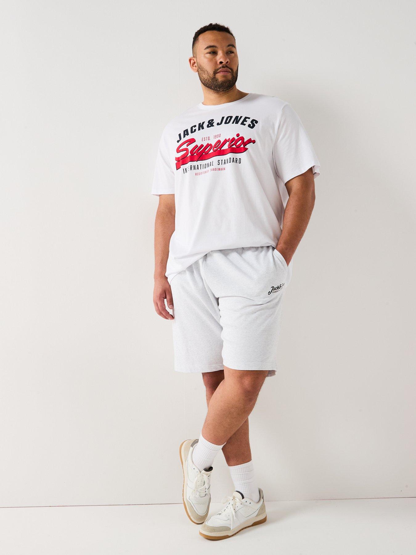 Image 4 of 7 of Jack & Jones Big Tall 2-Pack Sweat Shorts - White Melange