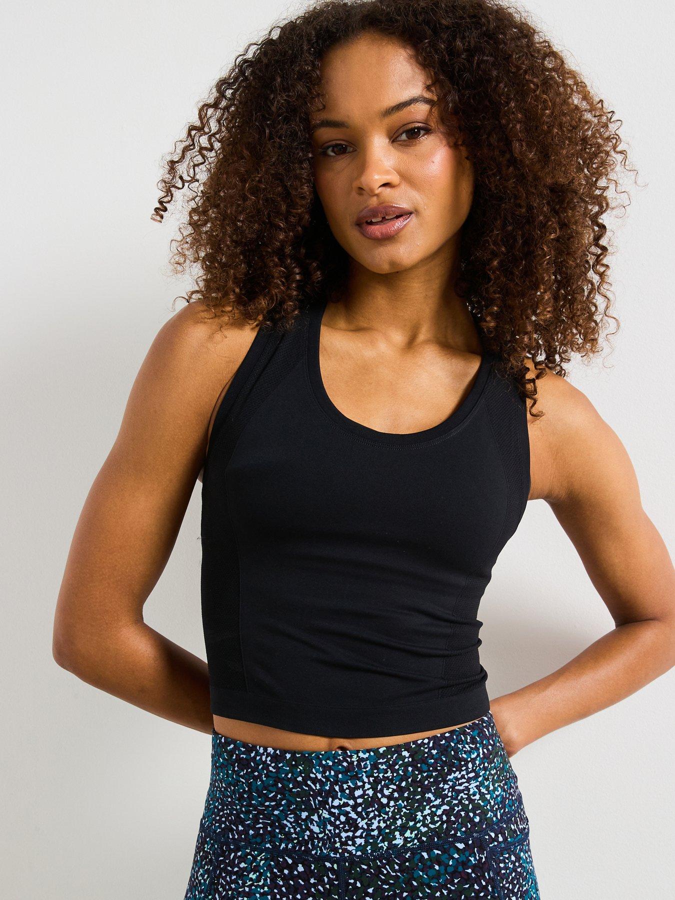 Image of Sweaty Betty Womens Training Athlete Crop Seamless Workout Tank Top - Black