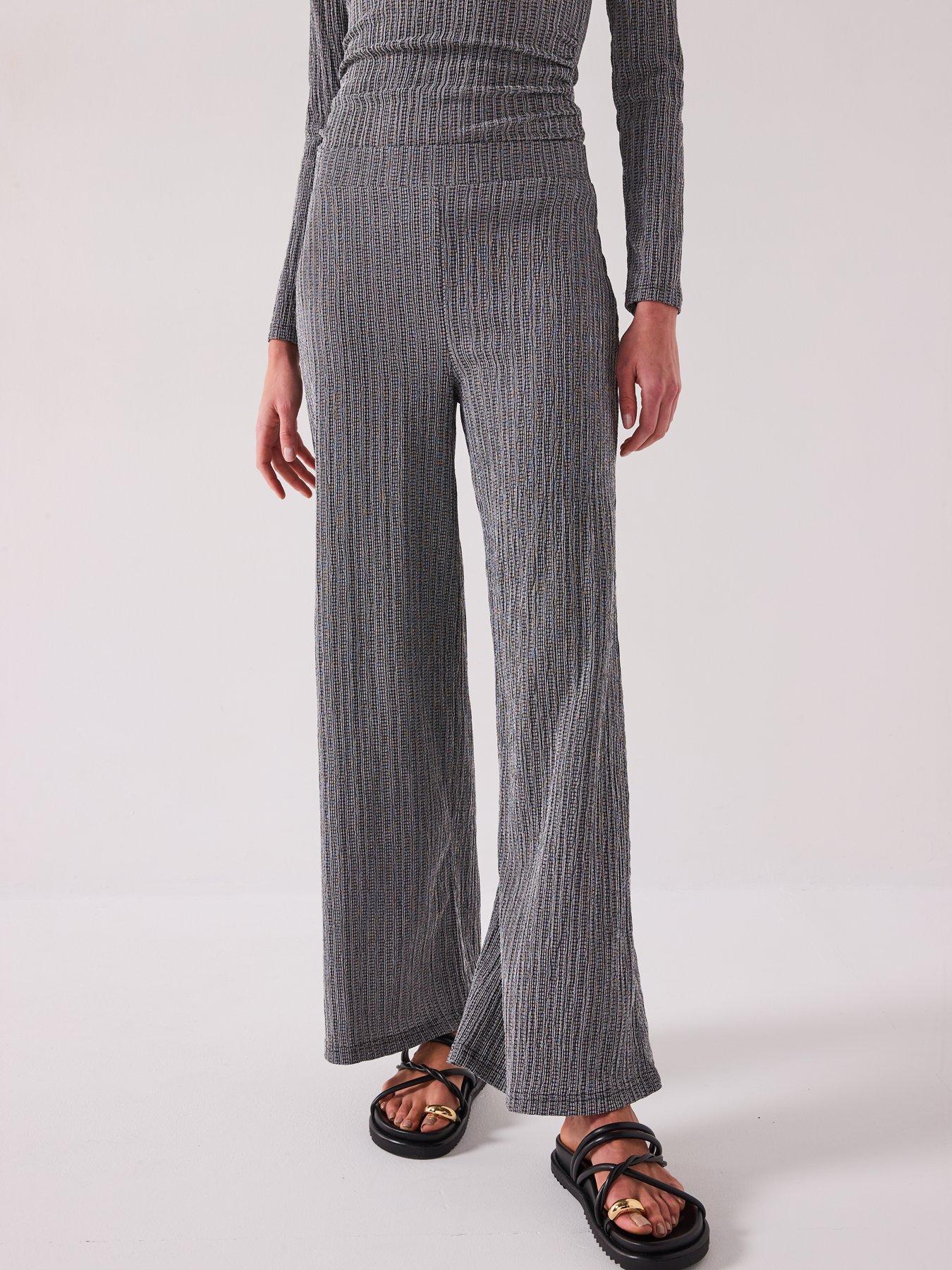 Image 1 of 6 of V by Very Textured Wide Leg Trouser Co-Ord - Mono