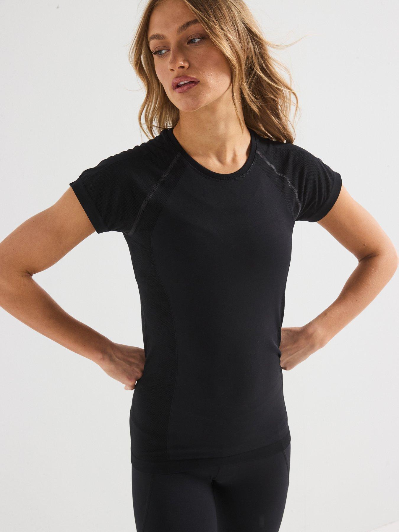 Sweaty Betty Womens Training Athlete Seamless Workout T-Shirt - Black