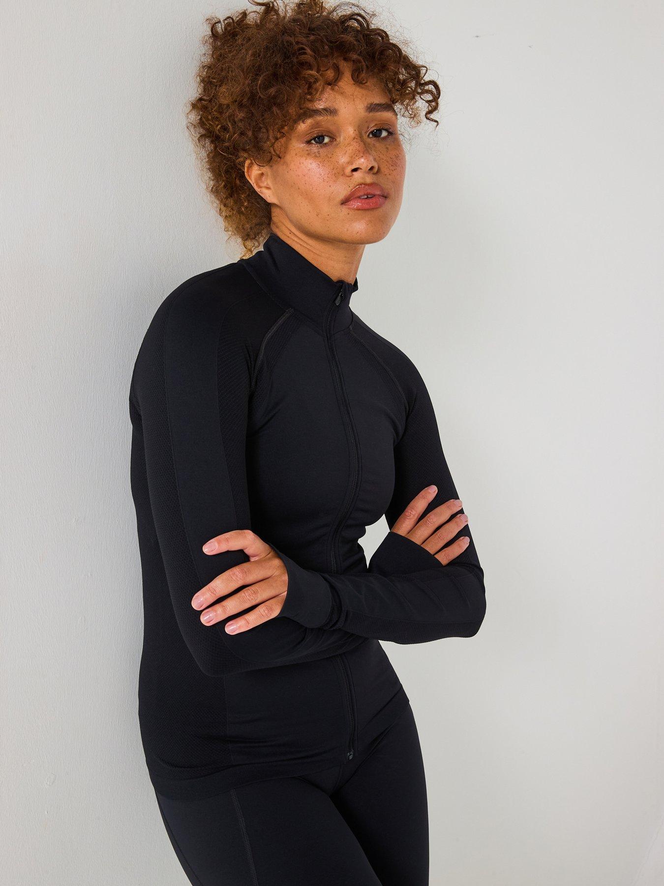 Sweaty Betty Womens Training Athlete Seamless Workout Zip Up - Black