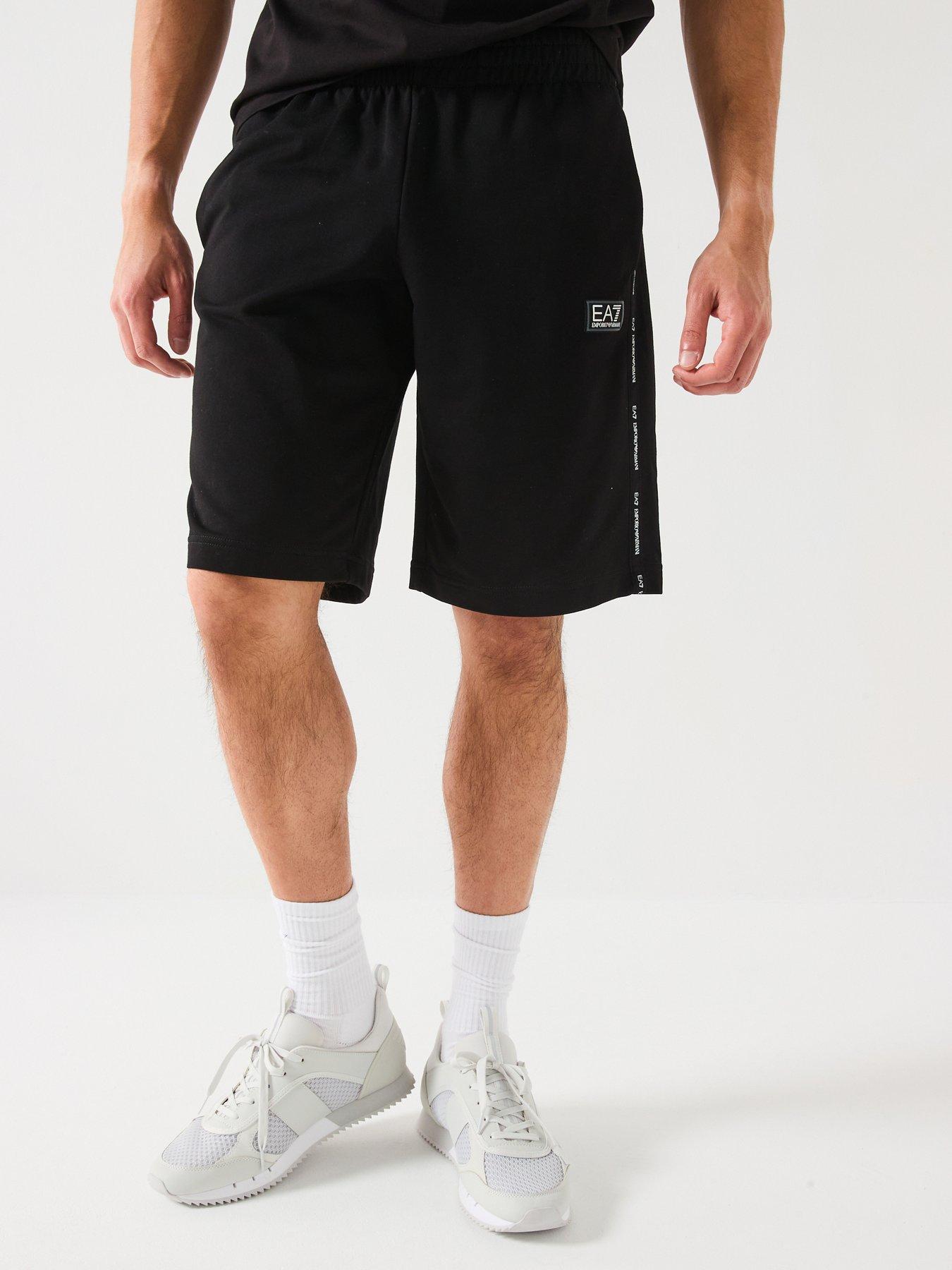 undefined Ea7 Emporio Armani Sporty Logo Taped Jersey Shorts - Black