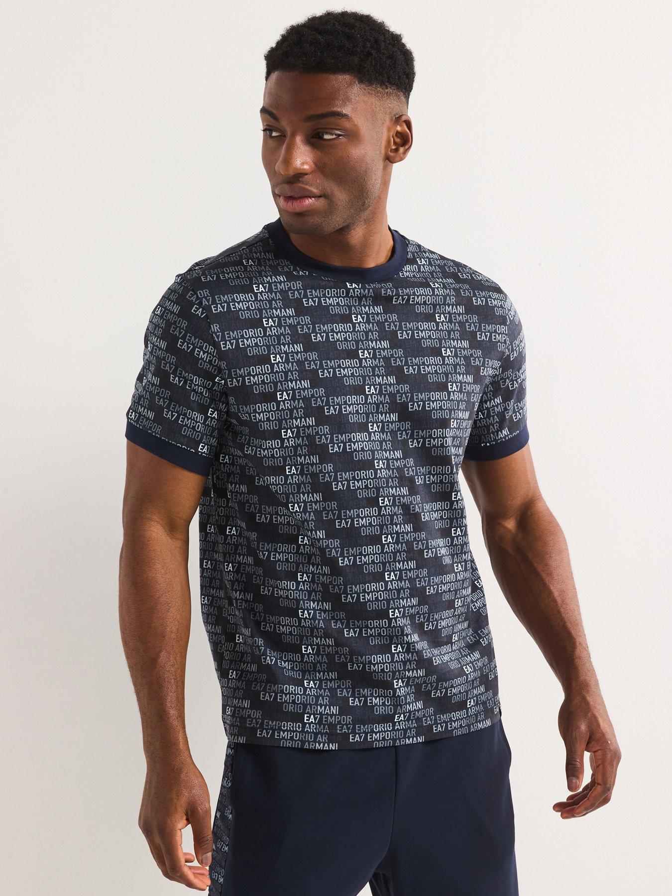 Image 1 of 4 of EA7 Emporio Armani Train Graphic Monogram T-Shirt - Dark Blue