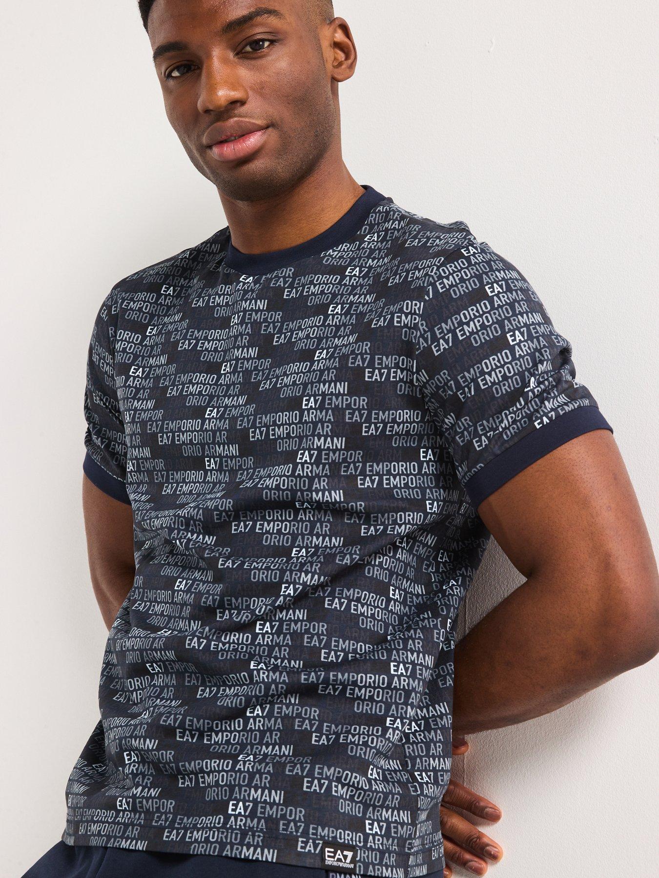 Image 4 of 4 of EA7 Emporio Armani Train Graphic Monogram T-Shirt - Dark Blue