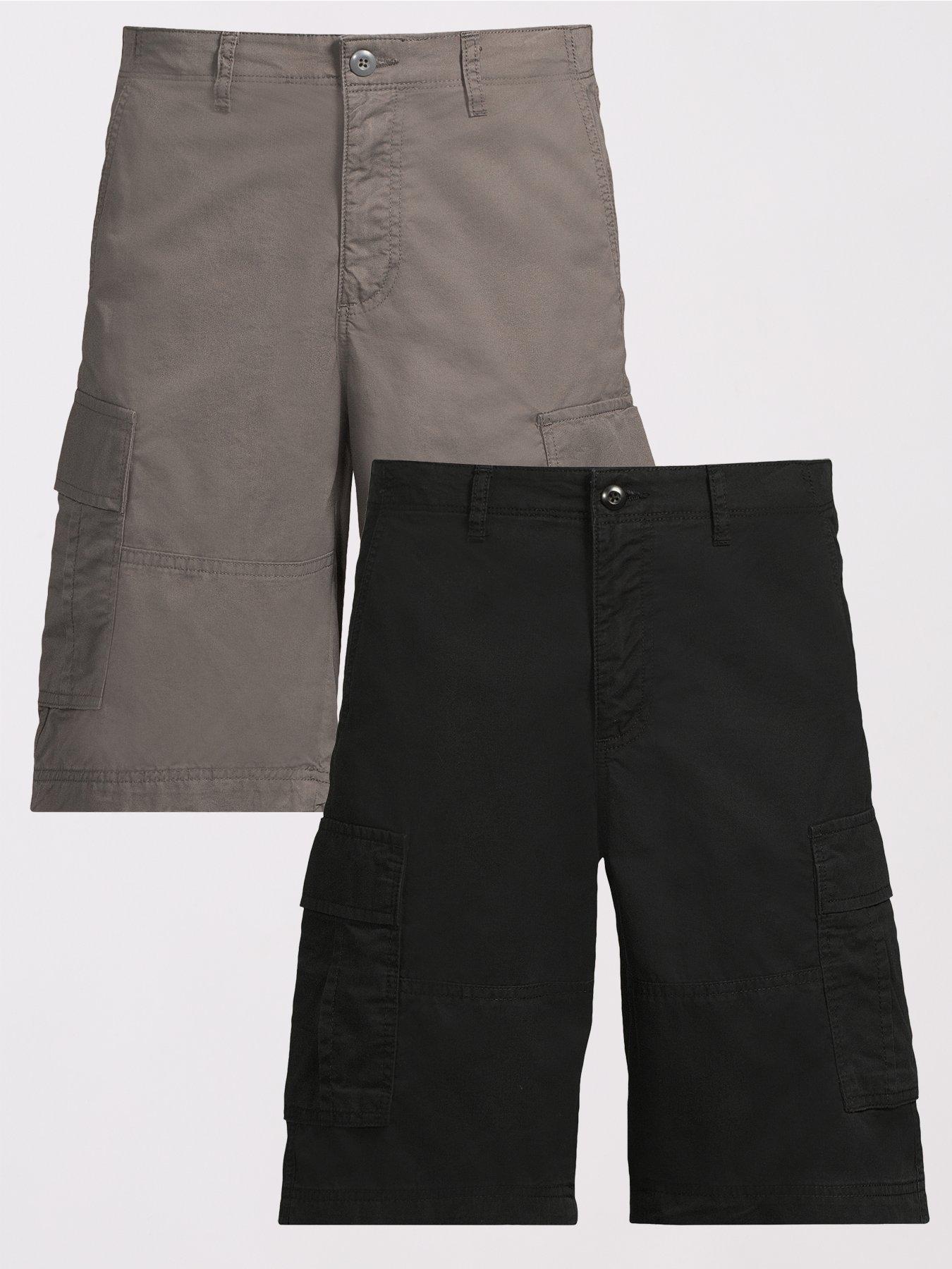 Image 1 of 6 of Jack & Jones Jack &amp; Jones Cole Mateo Cargo Shorts Mid Length 2pk - Black