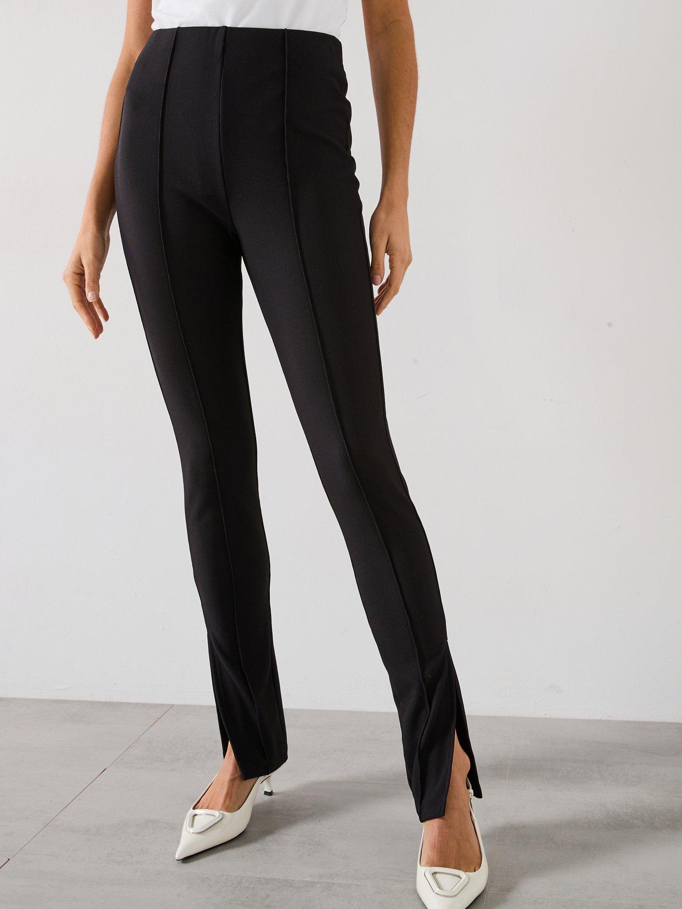Image of V by Very Ottoman Rib High Waisted Split Hem Legging - Black