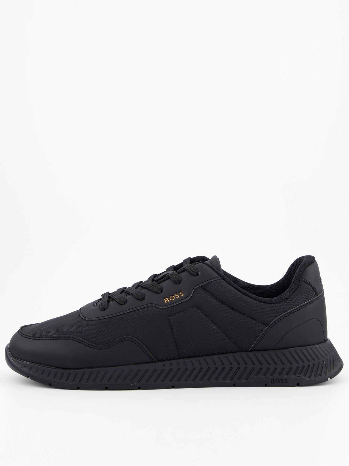 BOSS Titanium Nylom/ Leather Lace Runner Trainers - Black
