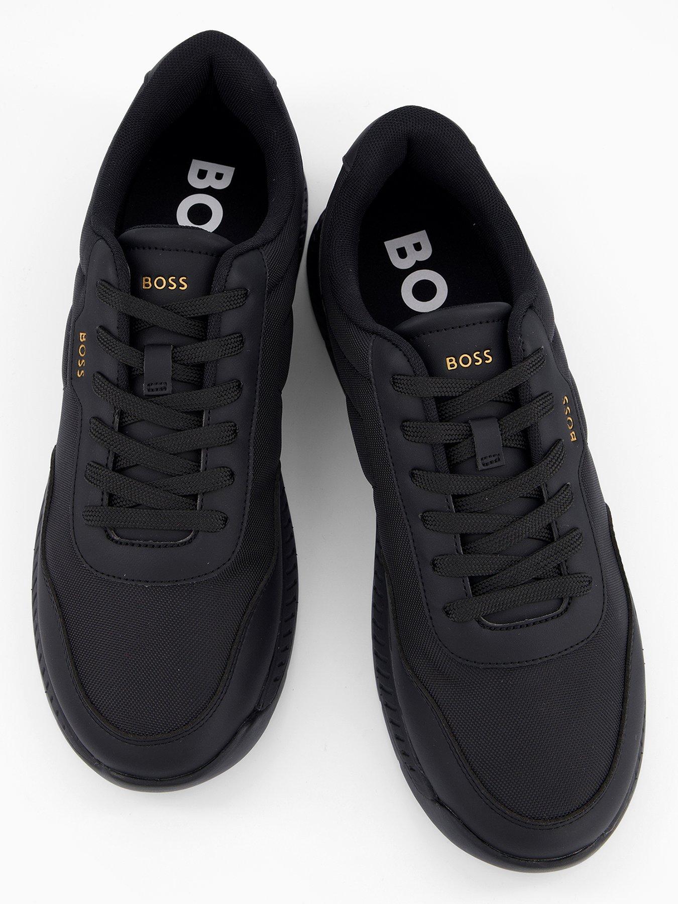 Image 3 of 7 of BOSS Titanium Nylom/ Leather Lace Runner Trainers - Black