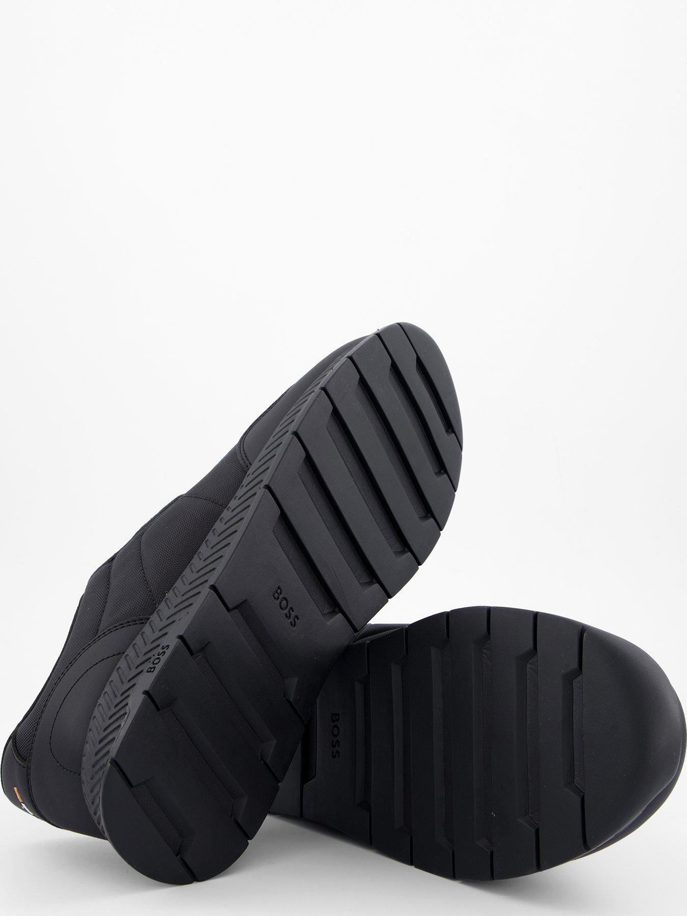 Image 4 of 7 of BOSS Titanium Nylom/ Leather Lace Runner Trainers - Black