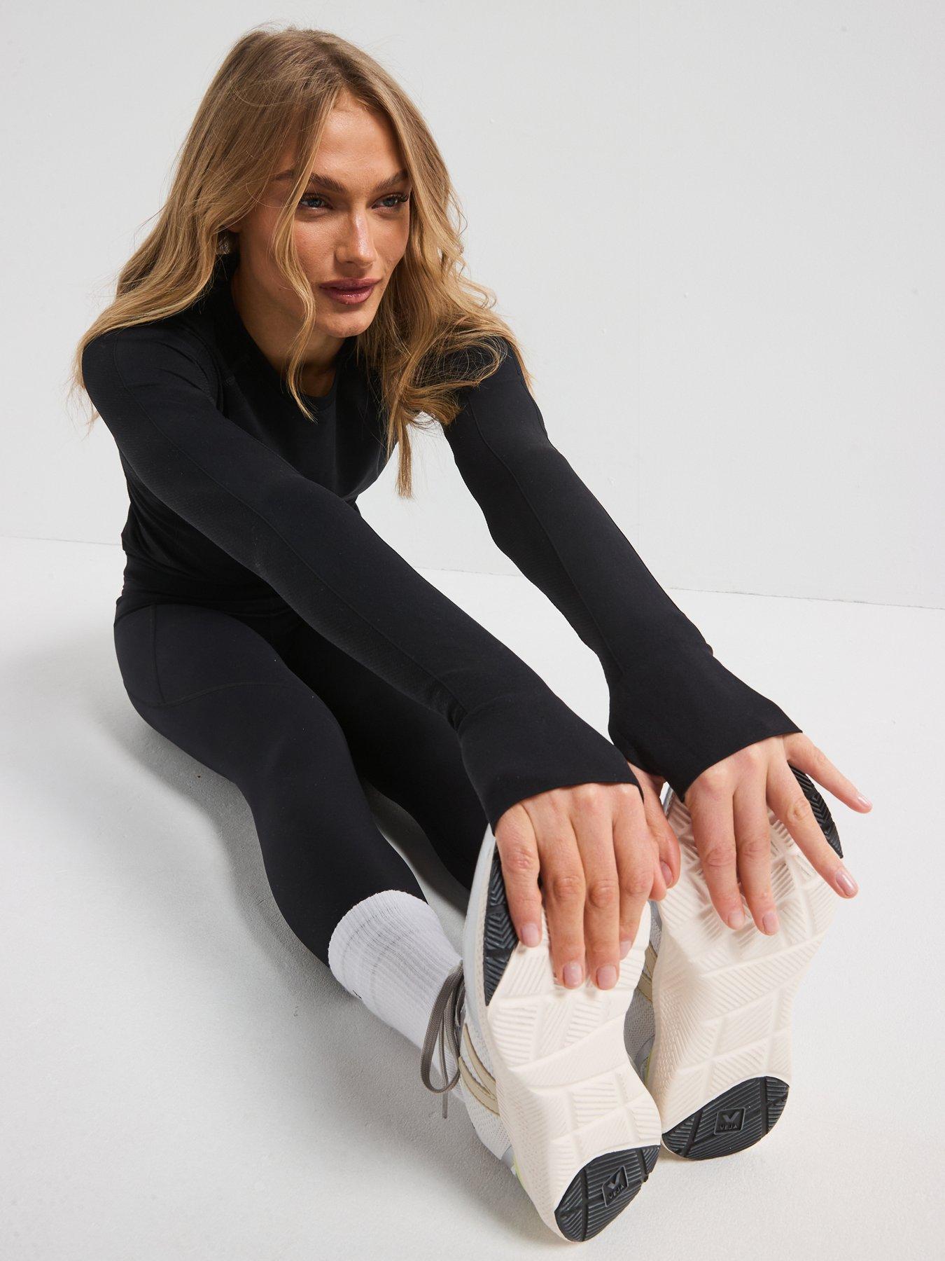 Image 6 of 6 of Sweaty Betty Womens Training Athlete Seamless Workout Long Sleeve Top - Black