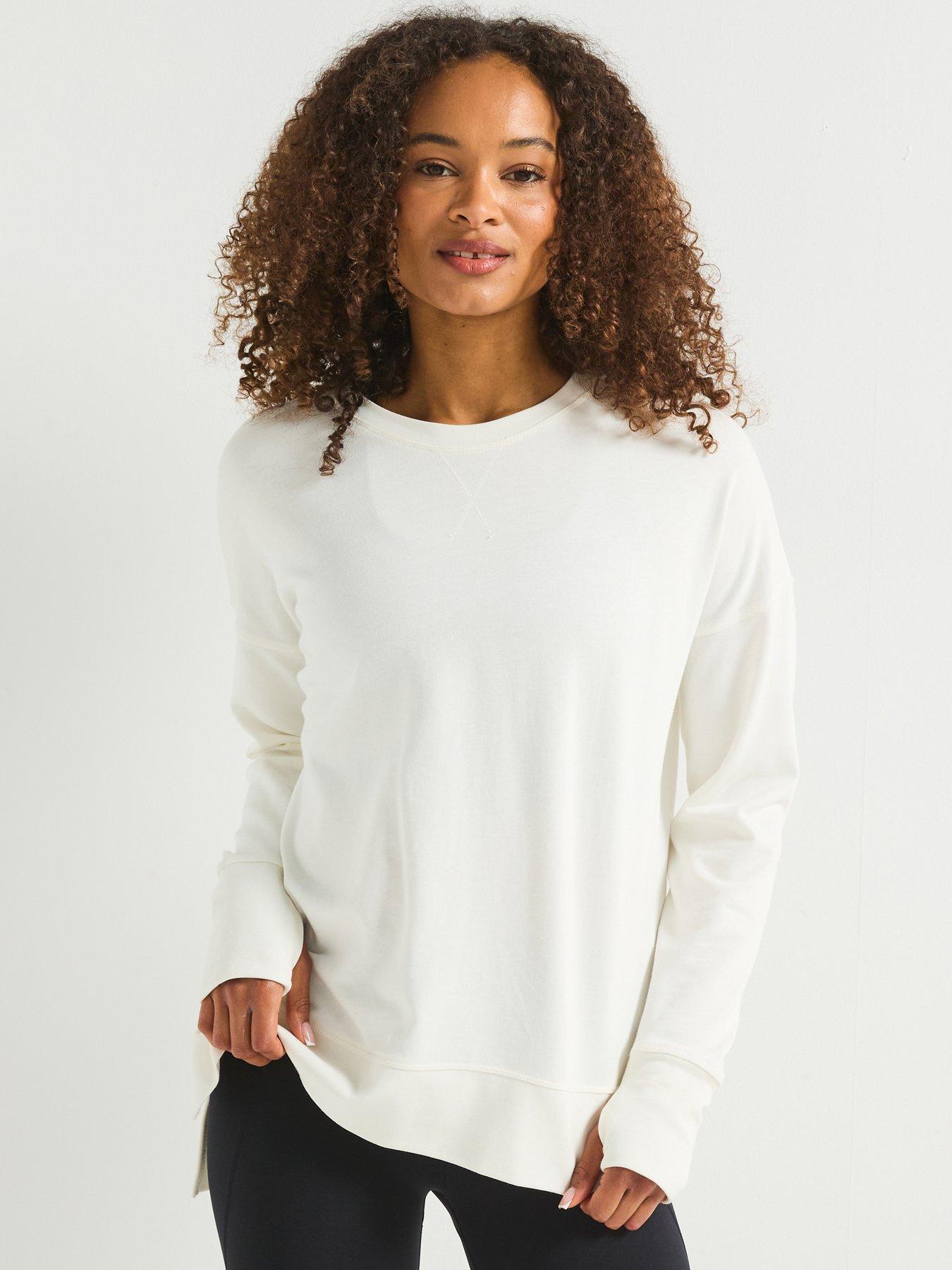 Image 1 of 6 of Sweaty Betty Womens Training After Class Longline Sweatshirt - White