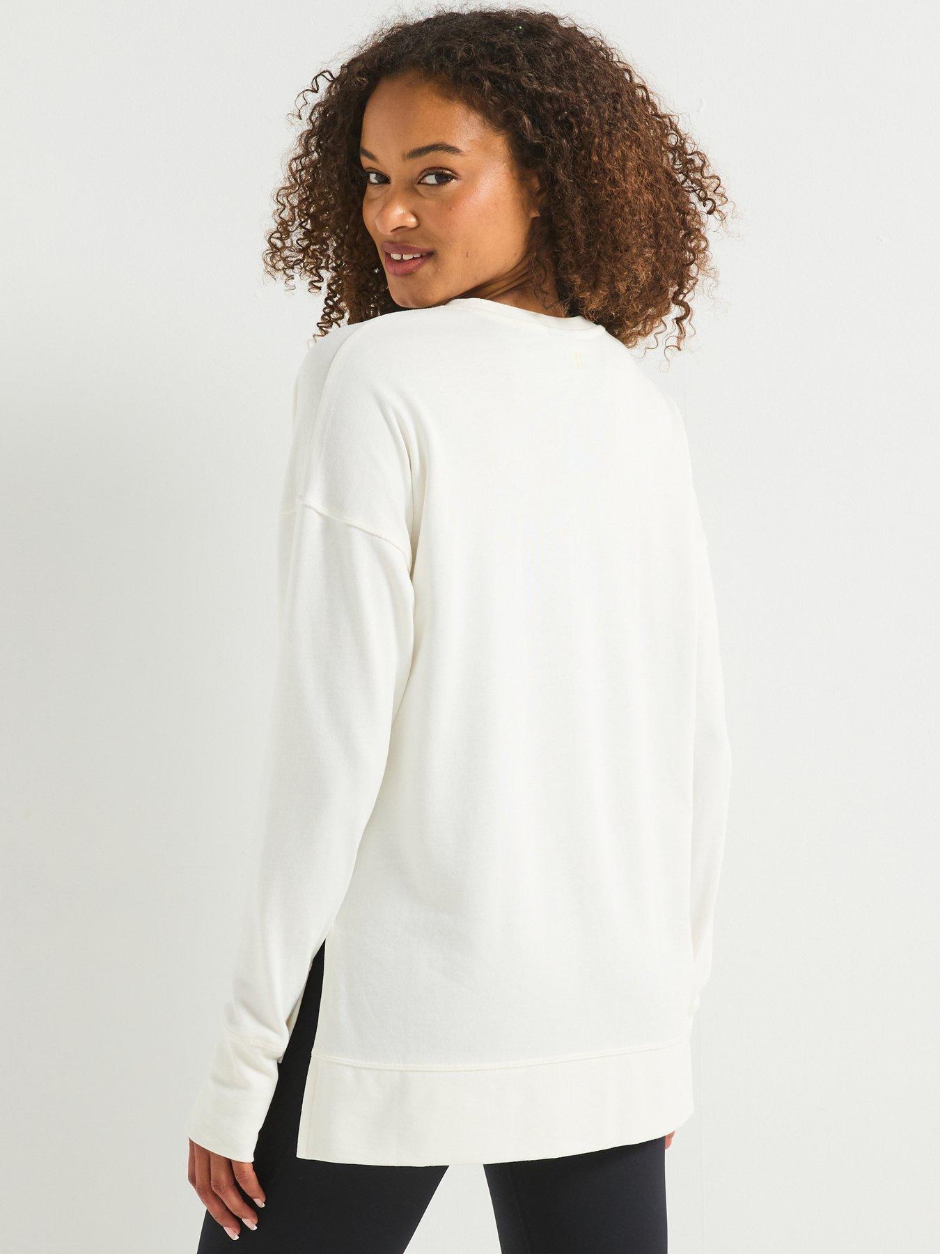 Image 2 of 6 of Sweaty Betty Womens Training After Class Longline Sweatshirt - White