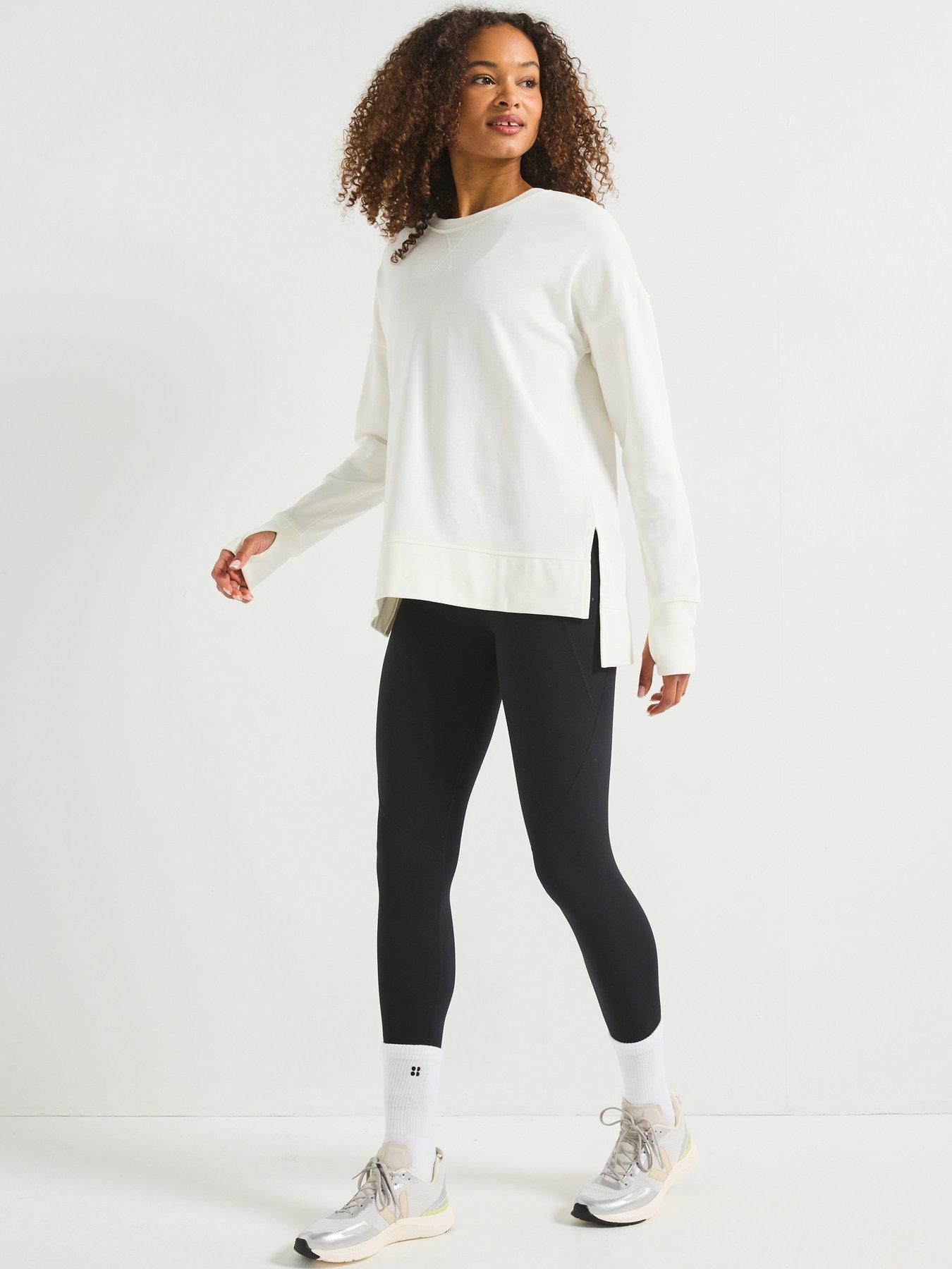 Image 3 of 6 of Sweaty Betty Womens Training After Class Longline Sweatshirt - White