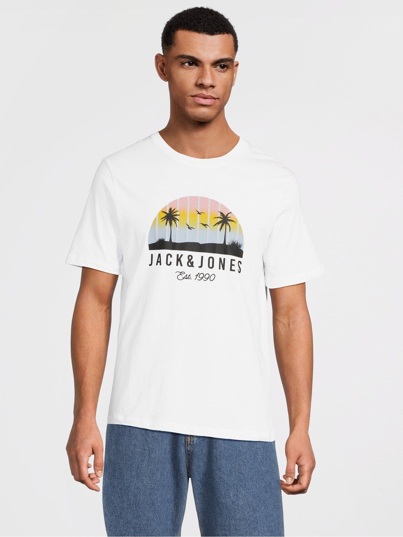 Jack & Jones Palm Circle Graphic T-Shirt - White