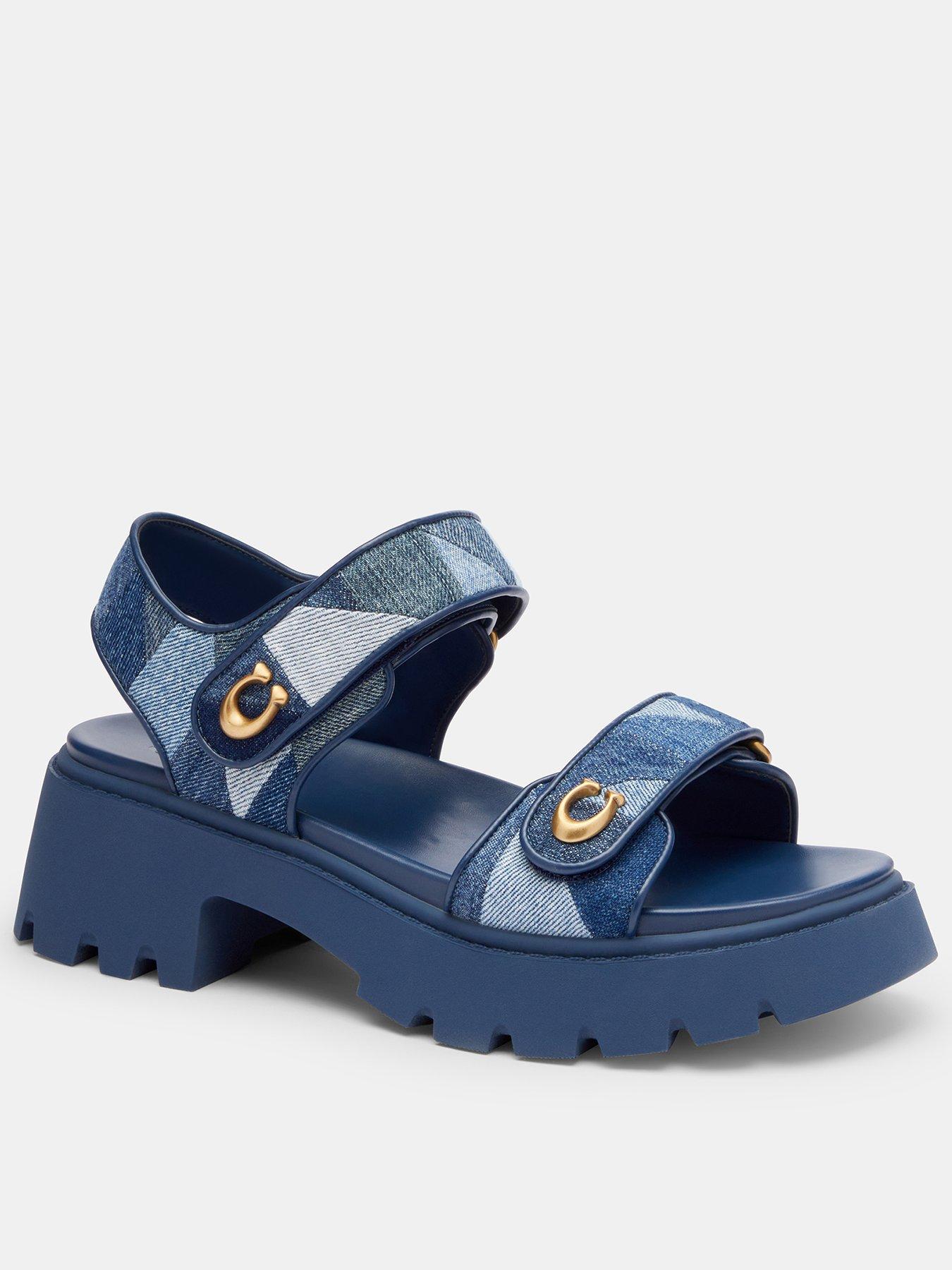 COACH Brynn Platform Patchwork Denim Sandal - Blue