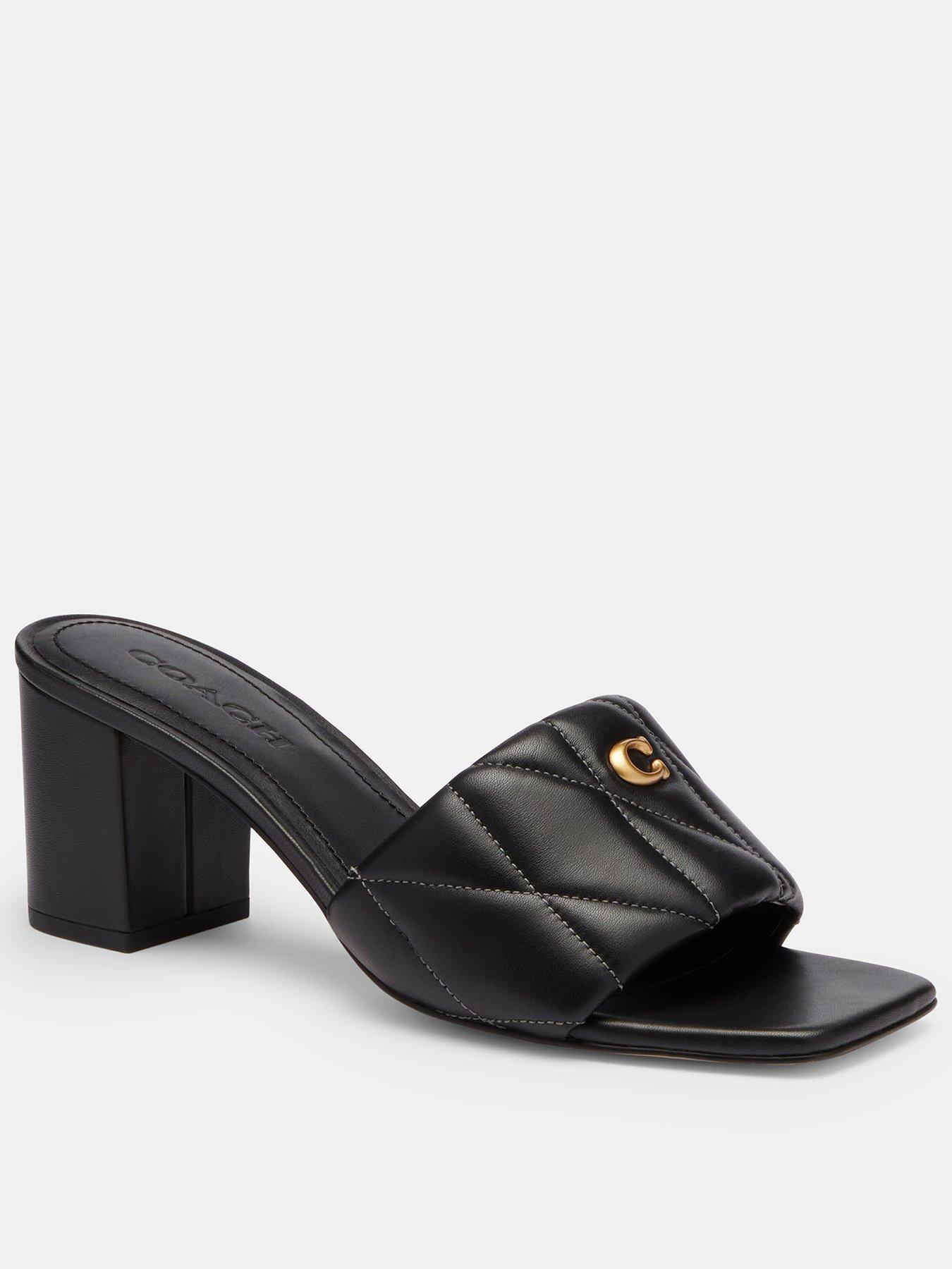 undefined Quilted Leather Block Heel Sandal