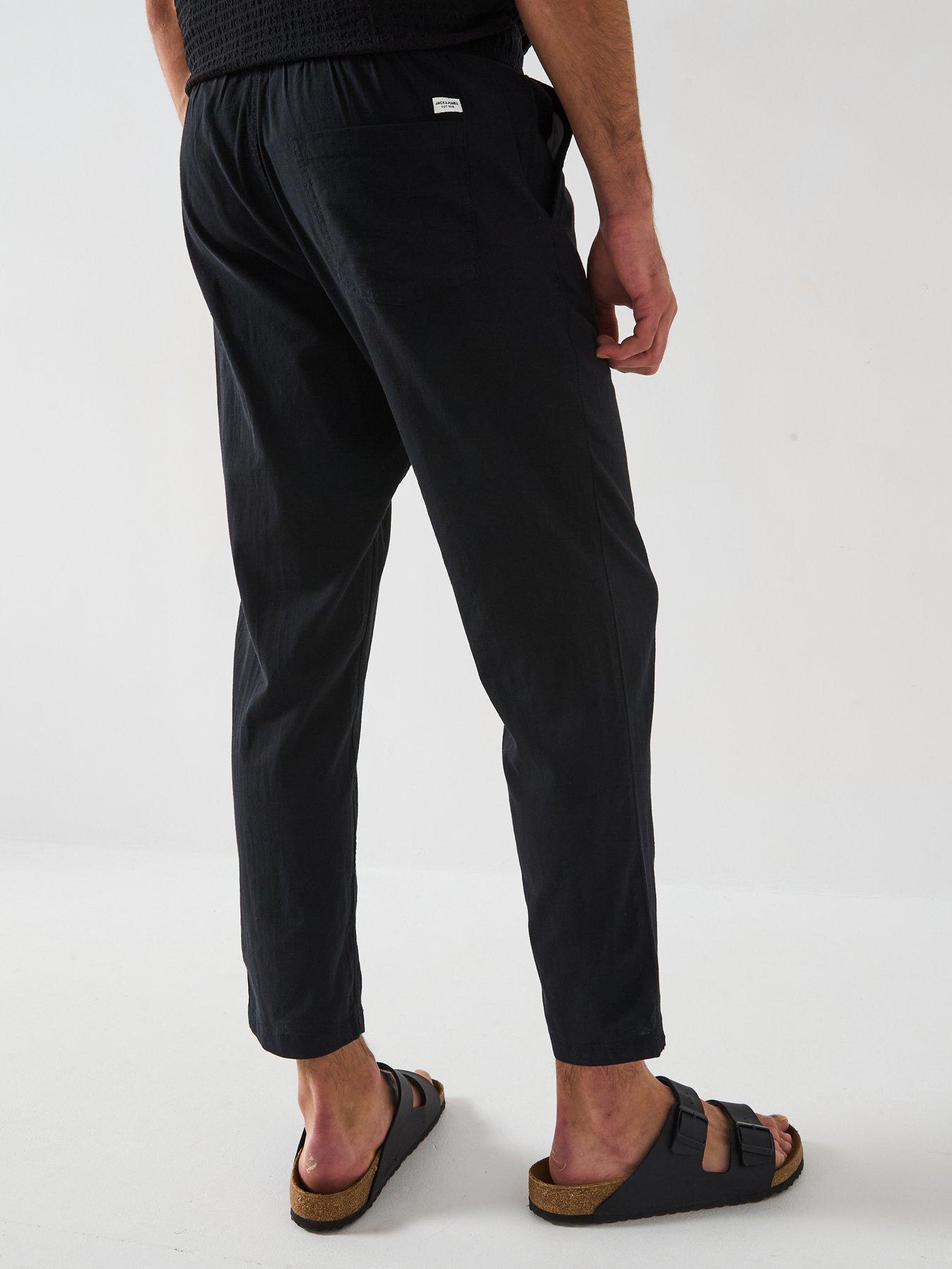 Image 2 of 6 of Jack & Jones Linen Blend Tapered Fit Trousers - Black