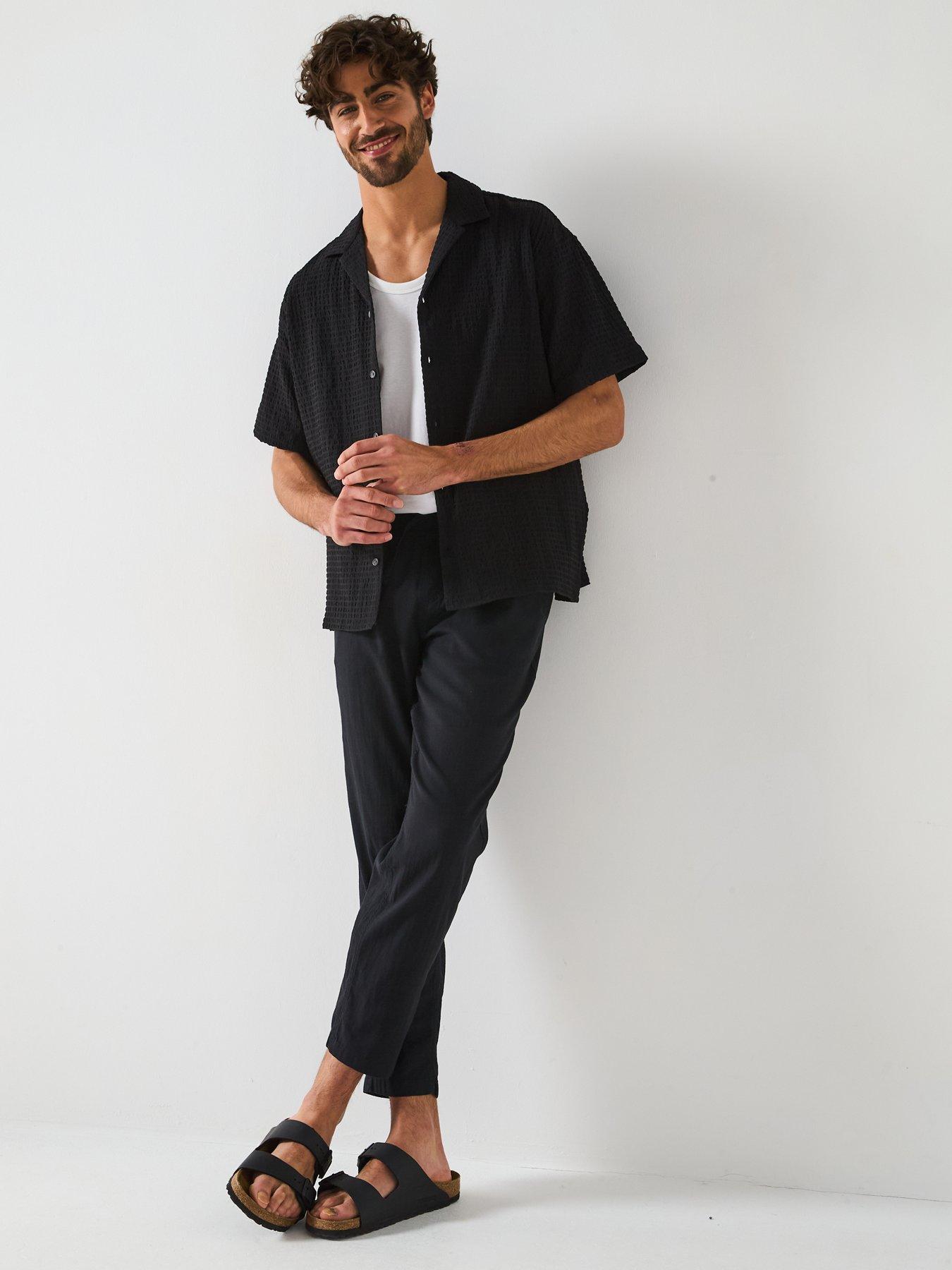 Image 3 of 6 of Jack & Jones Linen Blend Tapered Fit Trousers - Black