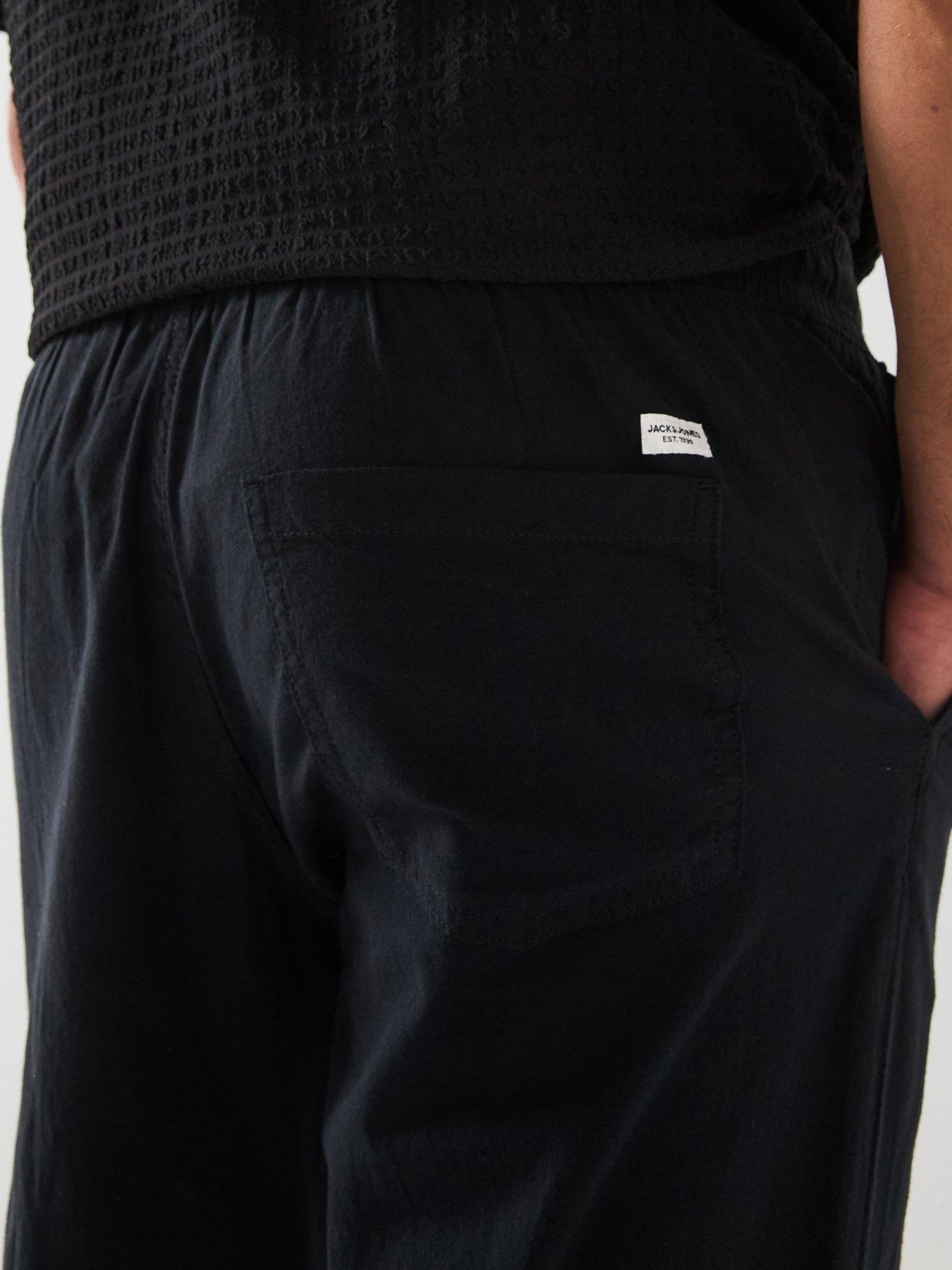 Image 5 of 6 of Jack & Jones Linen Blend Tapered Fit Trousers - Black