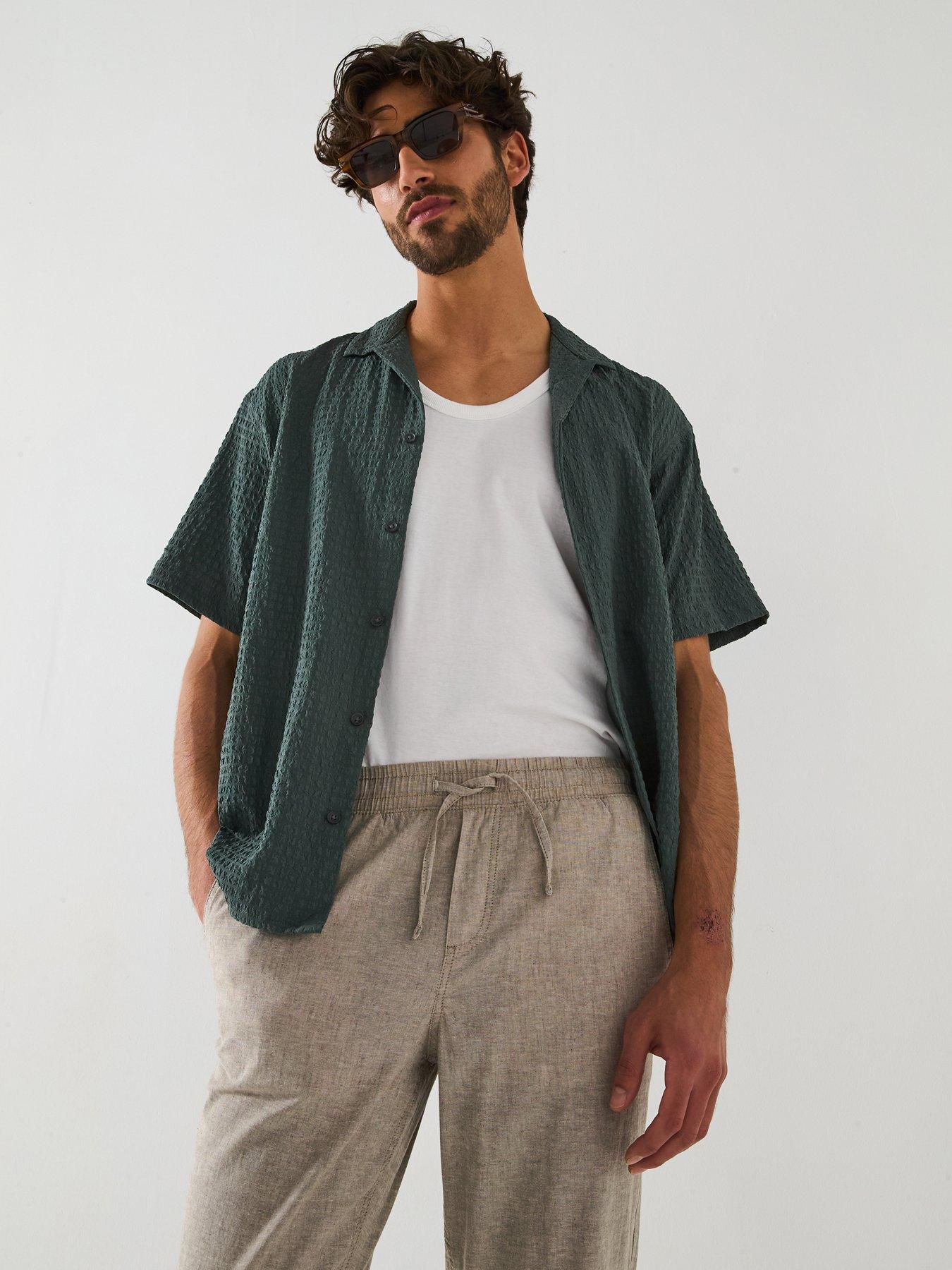 Jack & Jones Pablo Seersucker Resort Short Sleeve Shirt - Agave Green