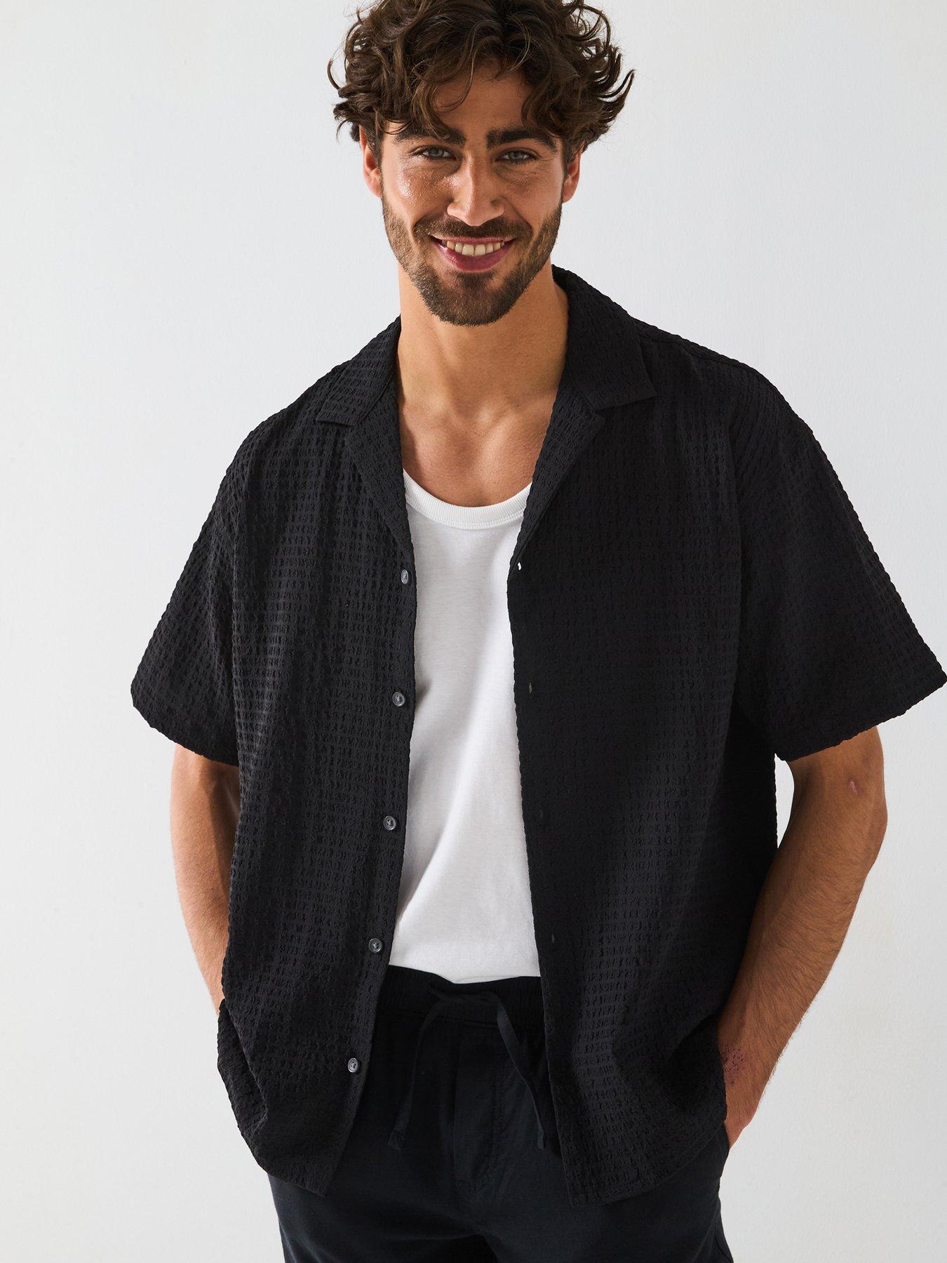 Jack & Jones Pablo Seersucker Resort Short Sleeve Shirt - Black