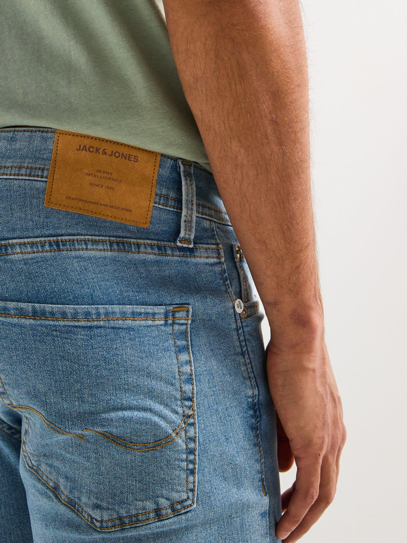 Image 4 of 4 of Jack & Jones Glenn Slim Fit Distressed Jeans - Blue Denim