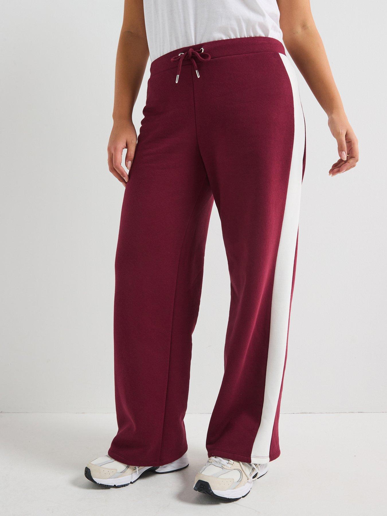 Image 1 of 6 of V by Very Curve Side Stripe Wide Leg Trouser - Red