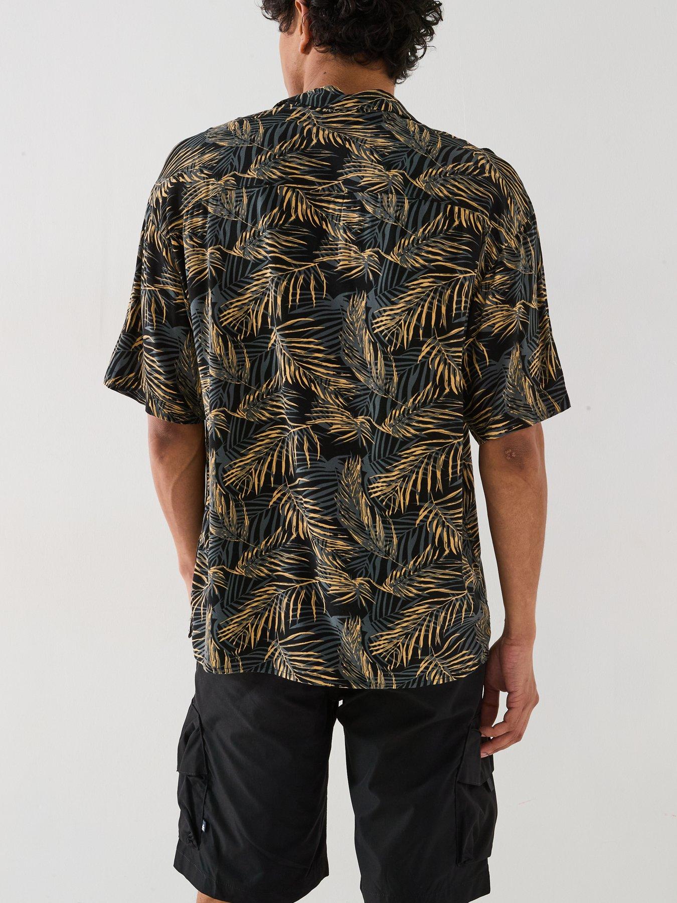 Image 2 of 6 of Jack & Jones Jeff Tropical Print Resort Shirt - Black