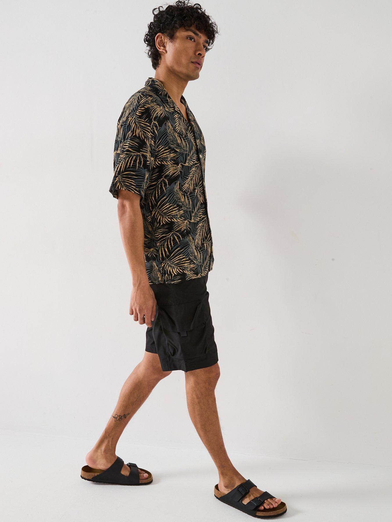 Image 3 of 6 of Jack & Jones Jeff Tropical Print Resort Shirt - Black