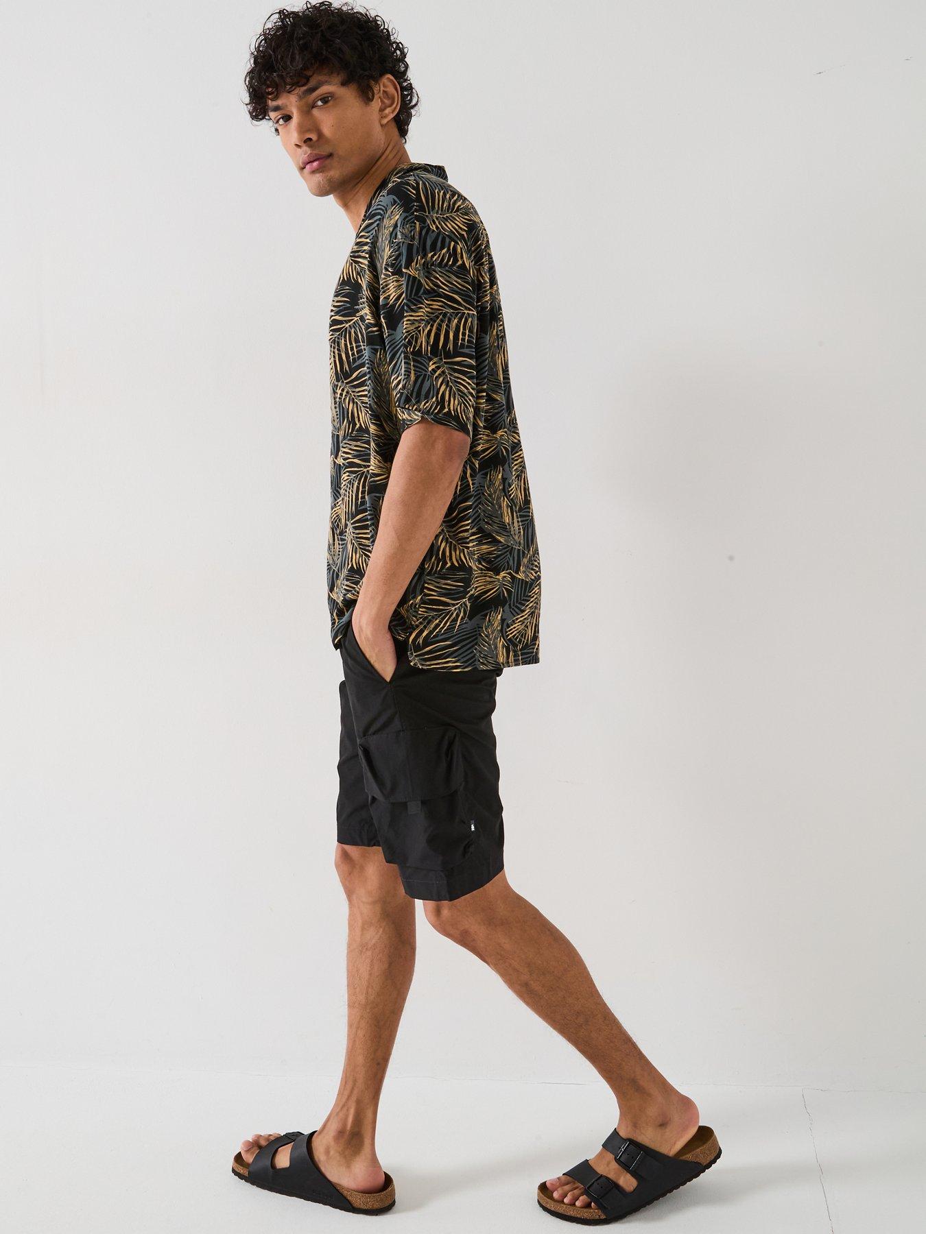 Image 6 of 6 of Jack & Jones Jeff Tropical Print Resort Shirt - Black
