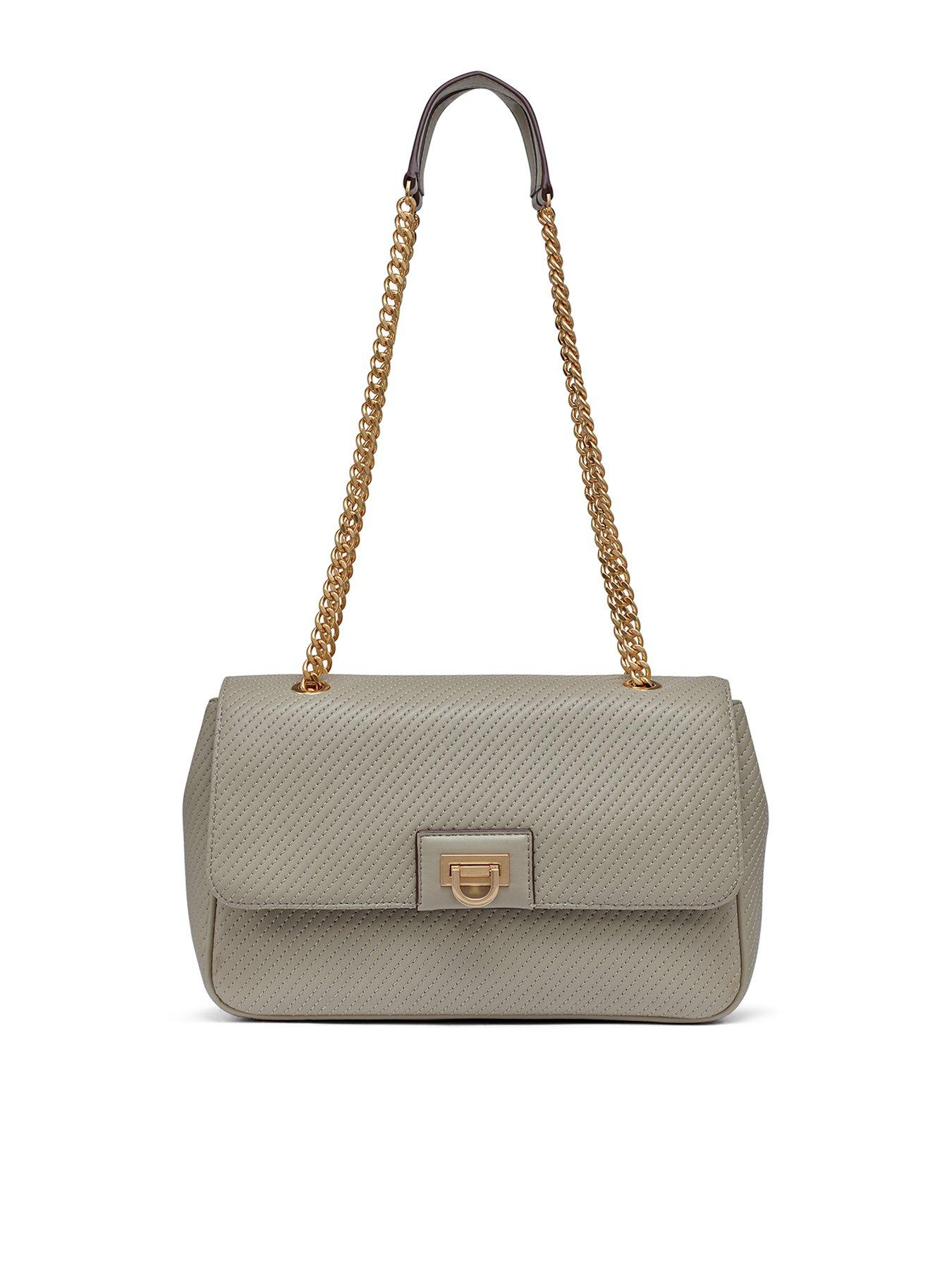 DKNY Finley Lg Flap Shoulder - Light Grey