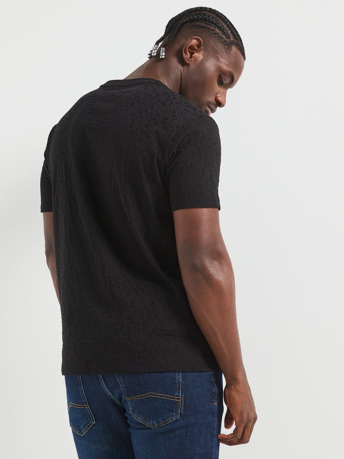 armani-exchange-embossed-print-crew-neck-t-shirt-blackstillFront