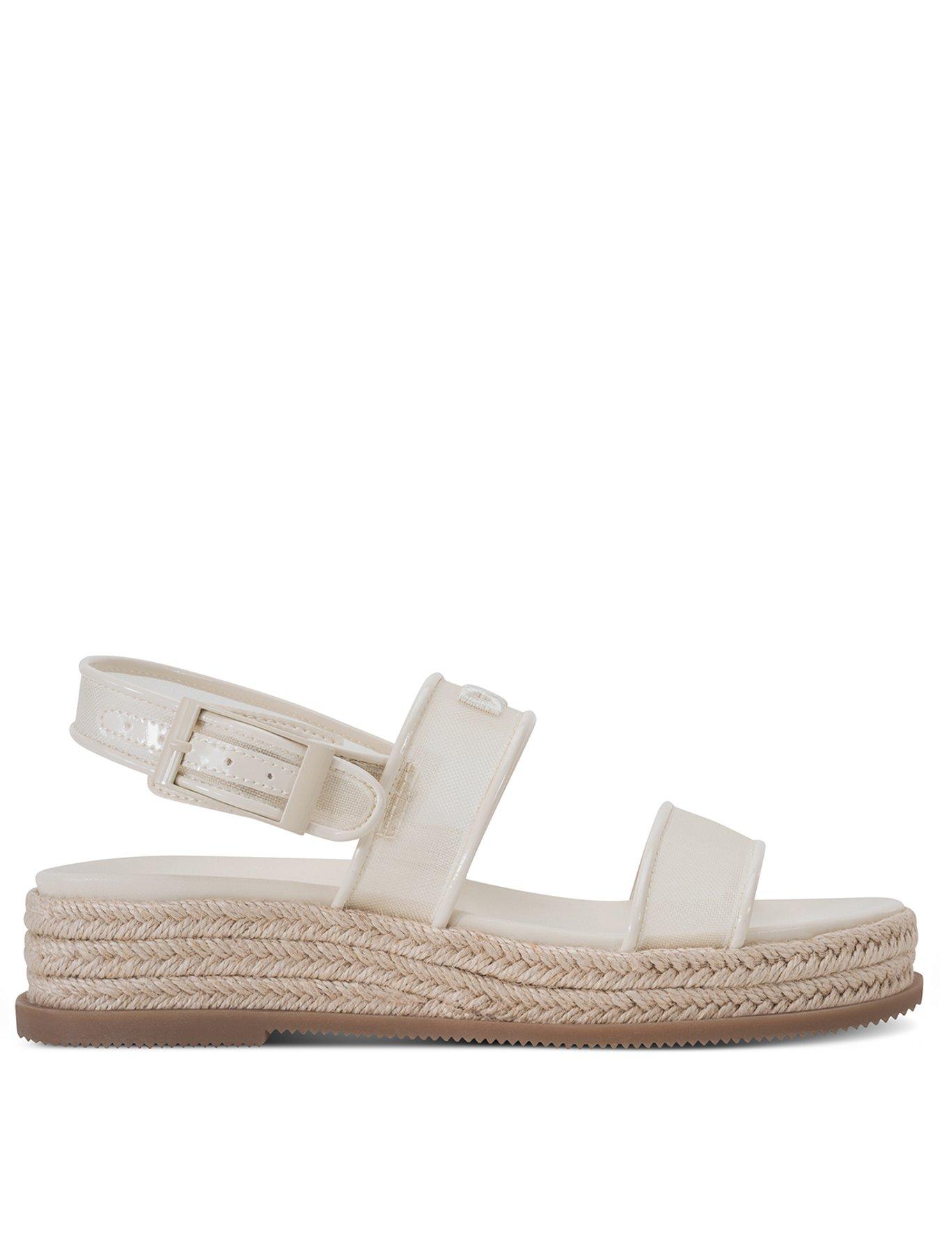 Image 1 of 5 of DKNY Bernae Slingback Wedge Espadrille Sandals - White