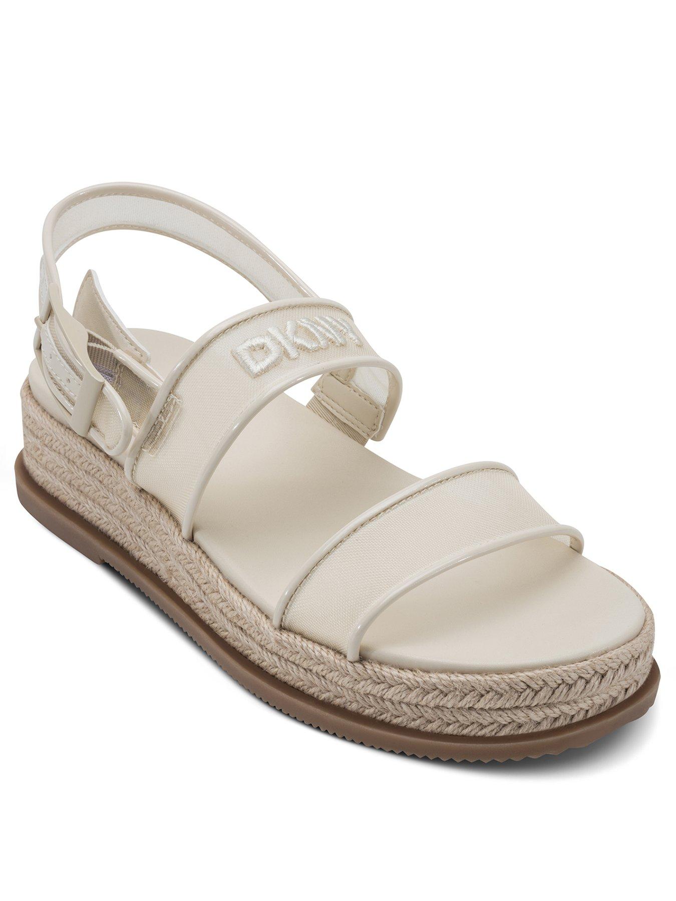 Image 2 of 5 of DKNY Bernae Slingback Wedge Espadrille Sandals - White