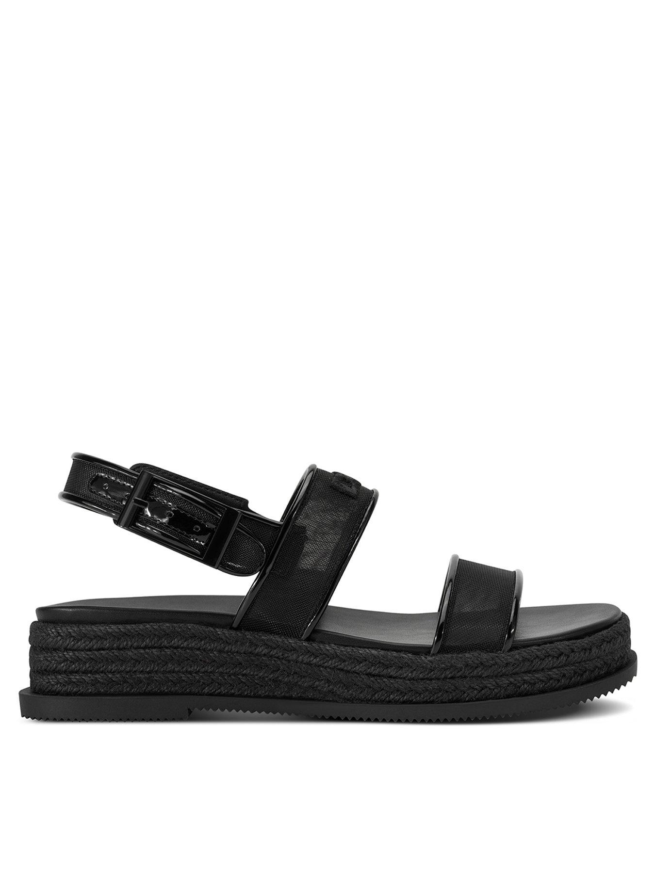 DKNY Bernae Slingback Wedge Espadrille Sandals - Black
