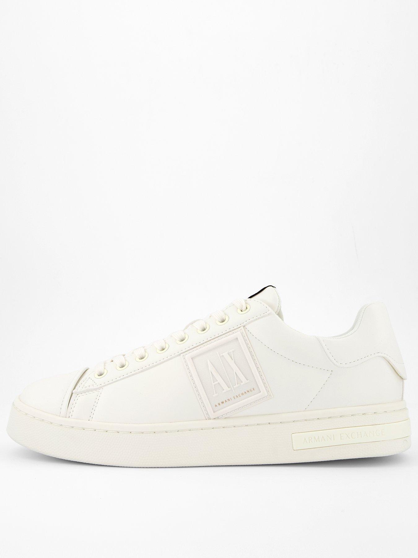 Image 1 of 6 of Armani Exchange Badge Detail Trainers - White