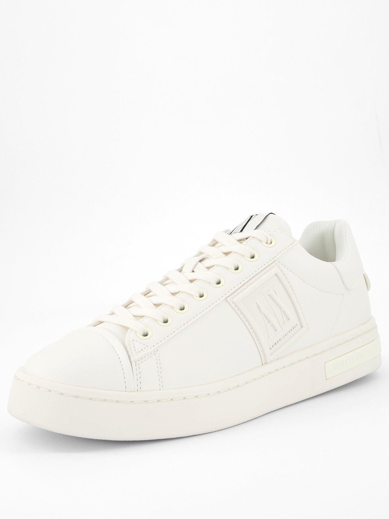 Image 2 of 6 of Armani Exchange Badge Detail Trainers - White