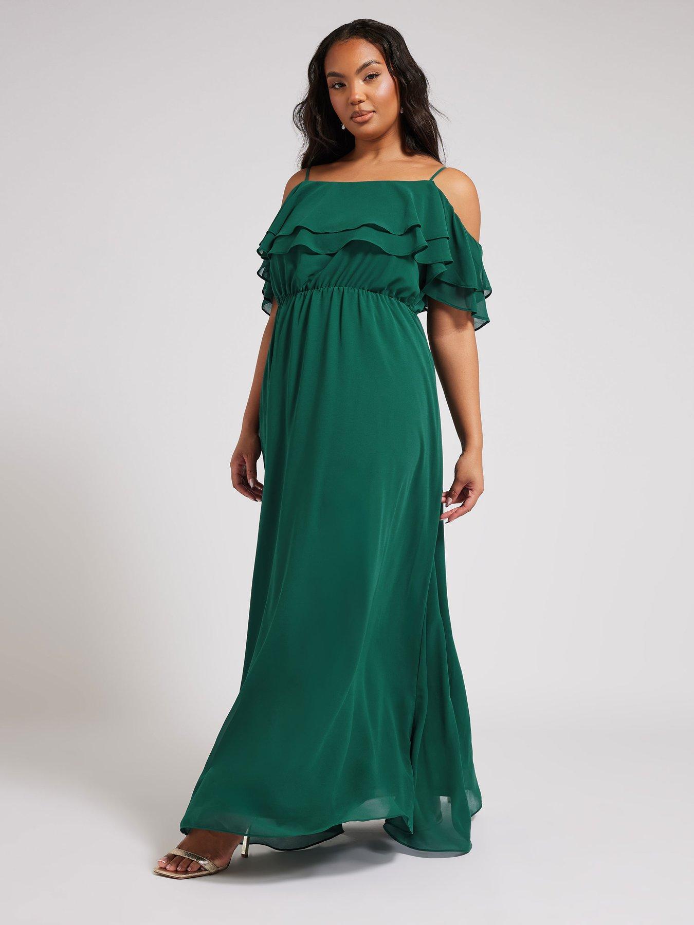 yours-curve-cold-shoulder-dress-green