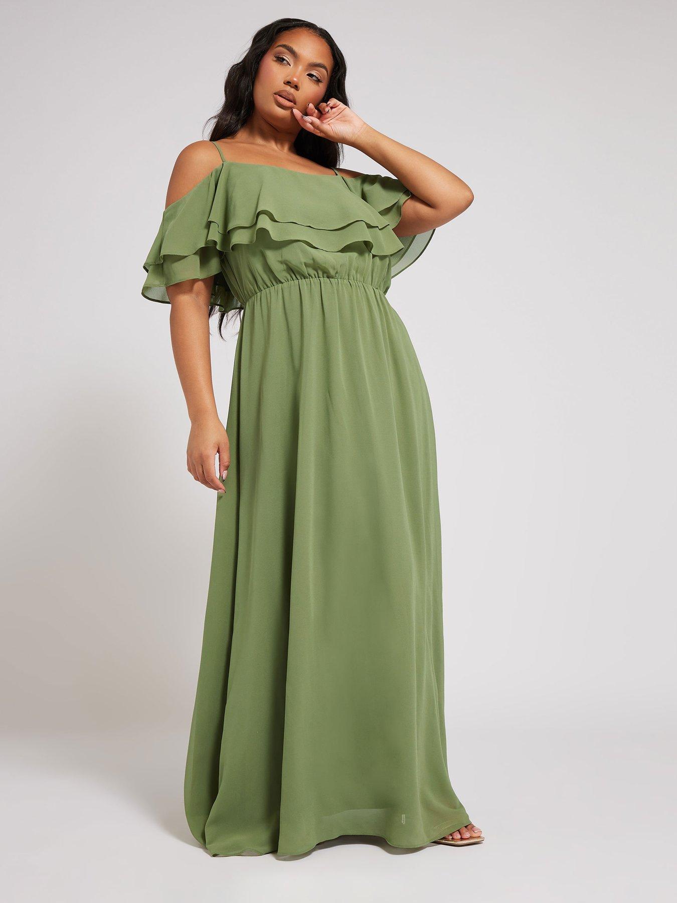 yours-curve-cold-shoulder-dress-green