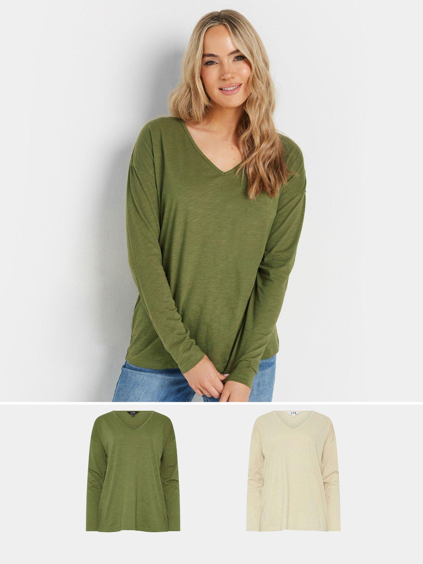 Image 1 of 4 of Long Tall Sally Tall 2 Pack V Neck T Shirt - Multi