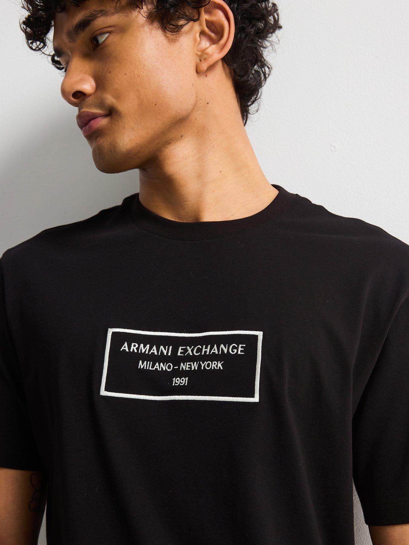 Image 1 of 5 of Armani Exchange Embroidered Logo T-Shirt - Black