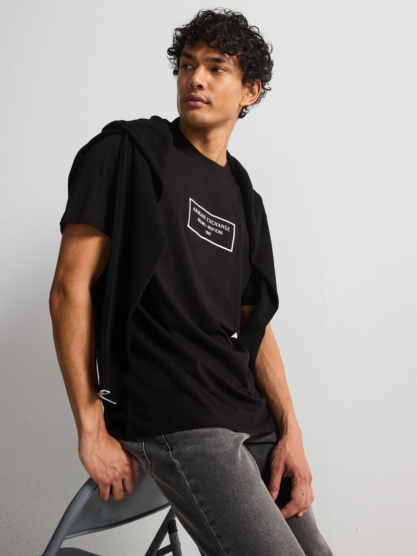 Image 4 of 5 of Armani Exchange Embroidered Logo T-Shirt - Black