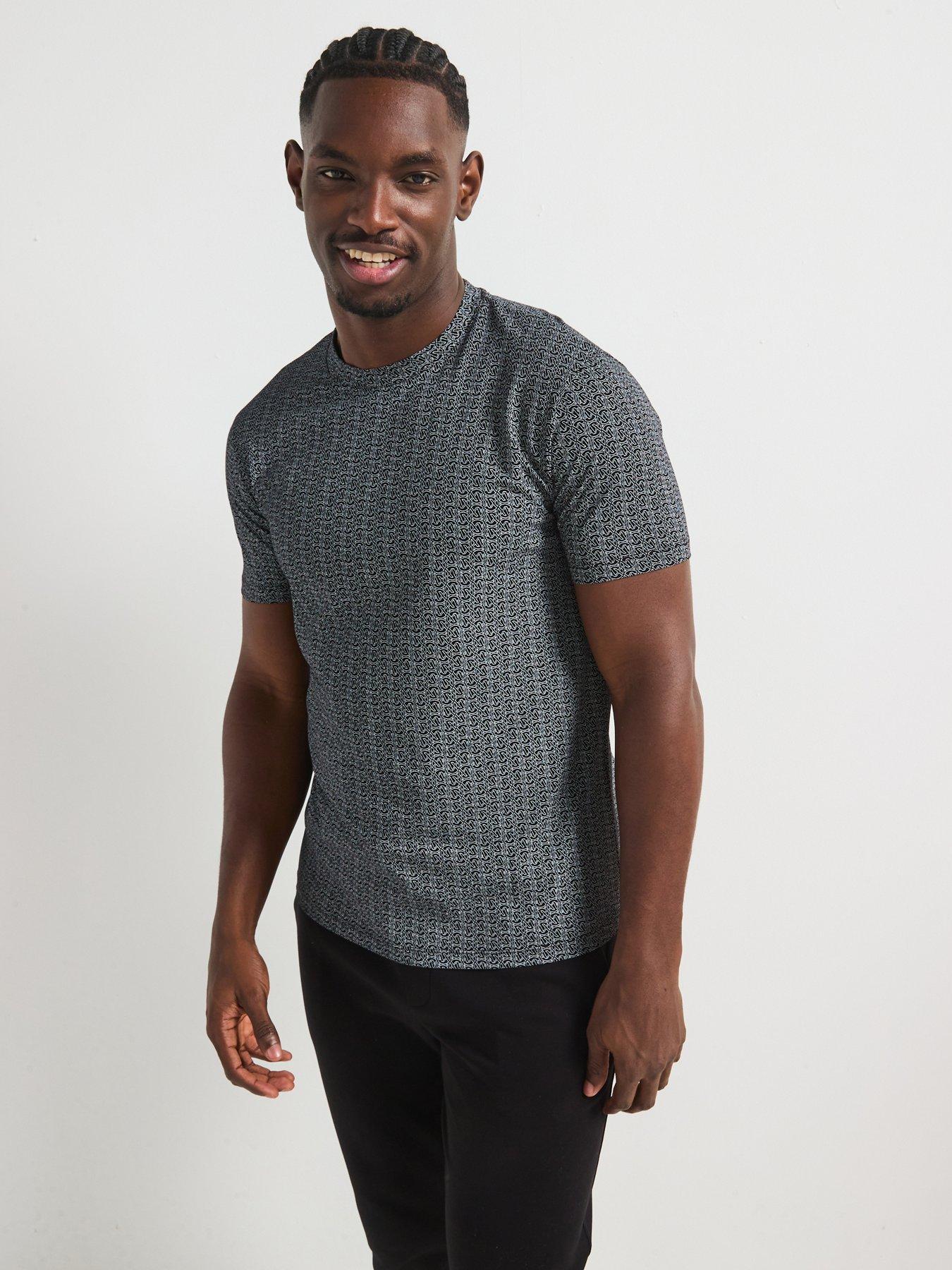 Image 1 of 4 of Armani Exchange Monogram T-Shirt - Black