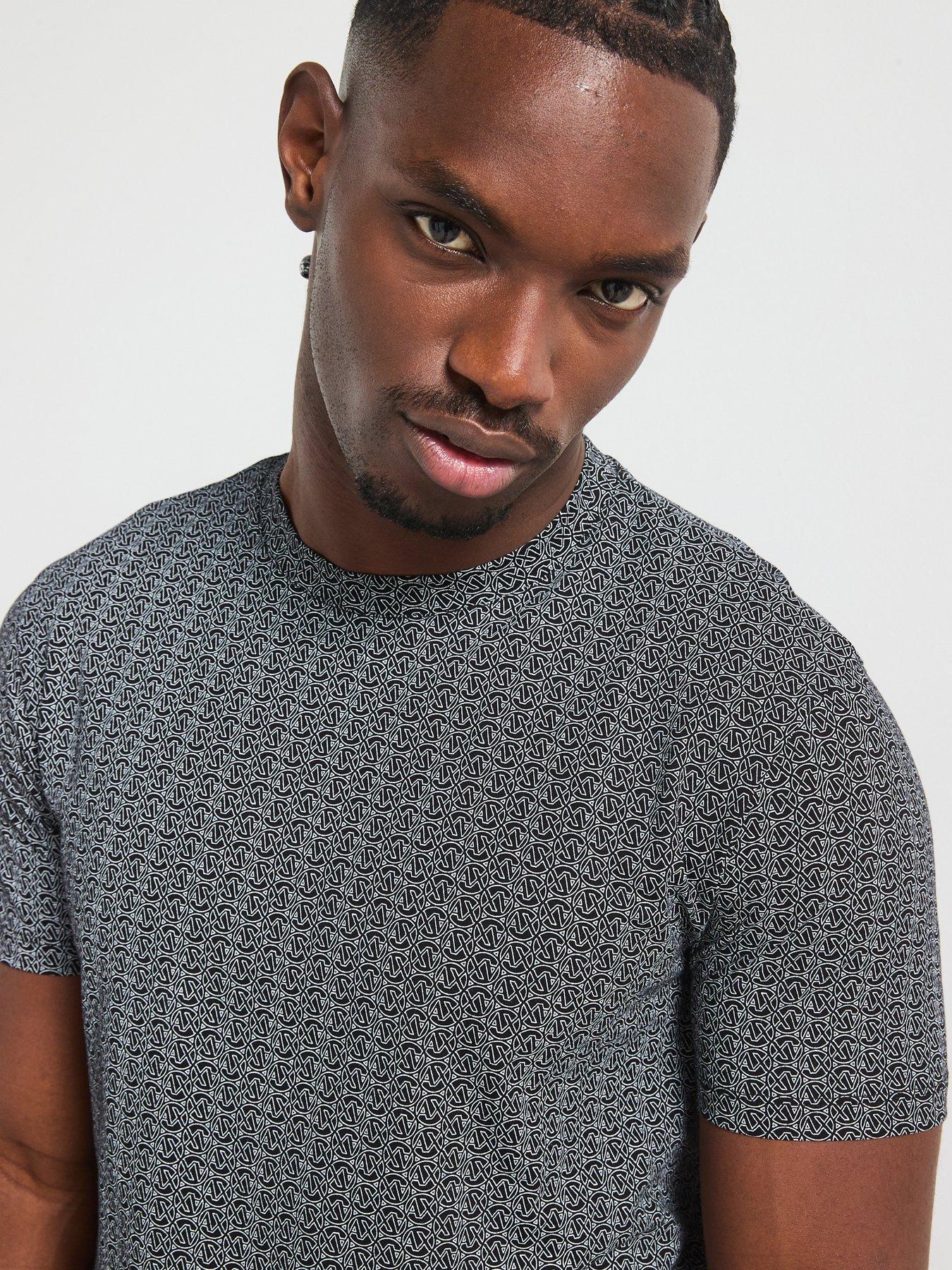 Image 4 of 4 of Armani Exchange Monogram T-Shirt - Black