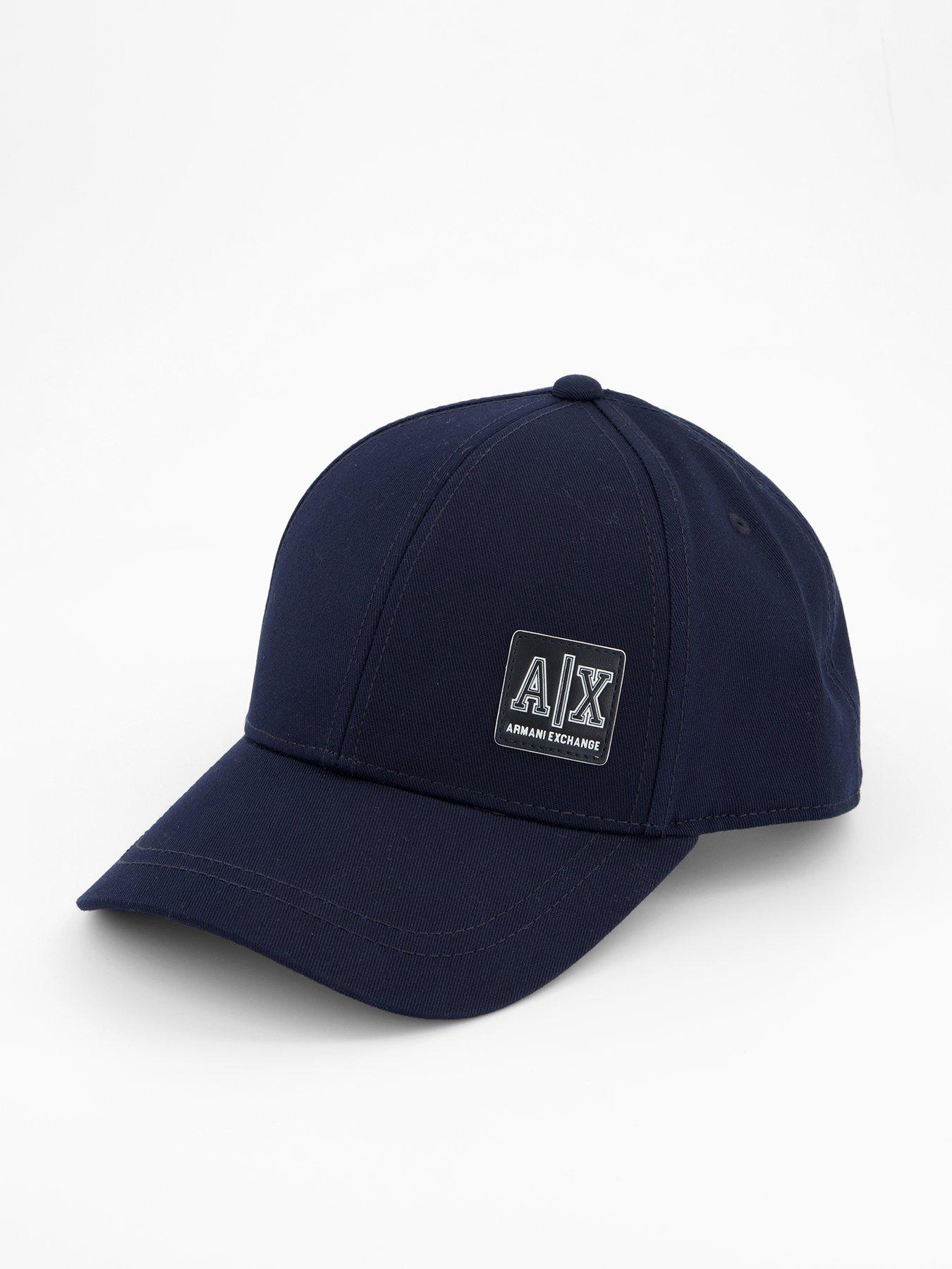 Image 1 of 4 of Armani Exchange Badge Logo Snapback Baseball Cap - Navy
