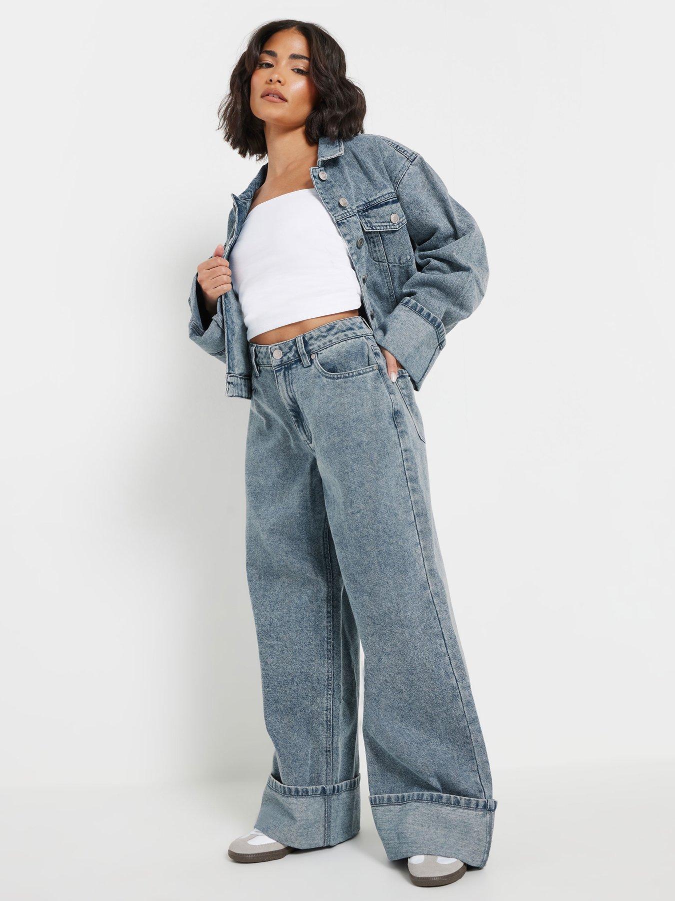 PixieGirl Petite Fold Over Jeans - Blue