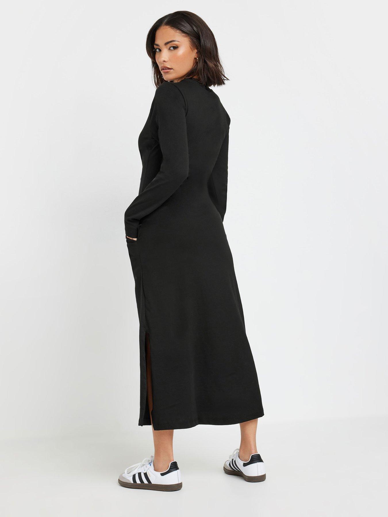 Image 2 of 4 of PixieGirl Petite Long Sleeve T Shirt Maxi Dress - Black