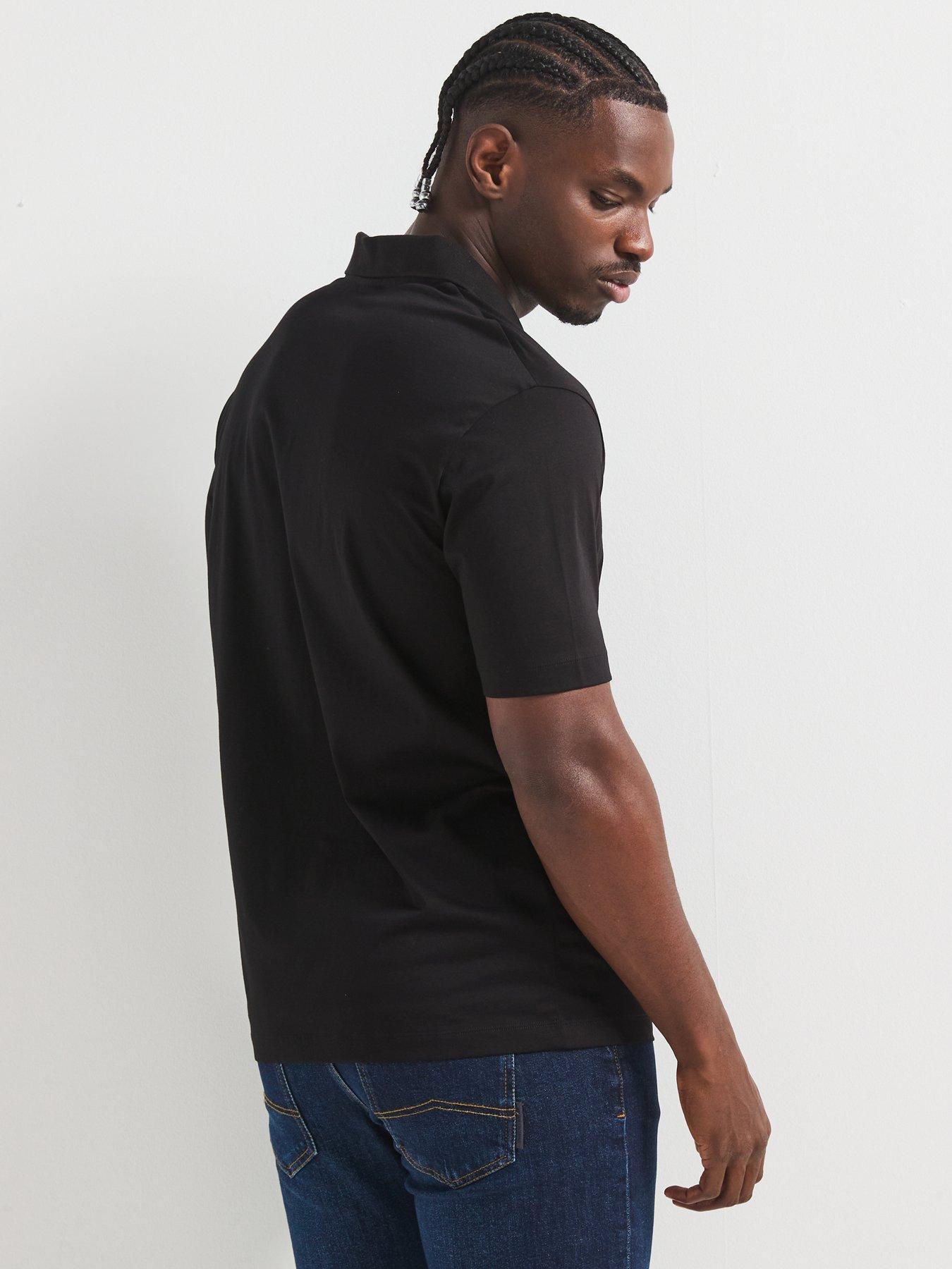 Image 2 of 5 of Armani Exchange Open Collar Polo Shirt - Black