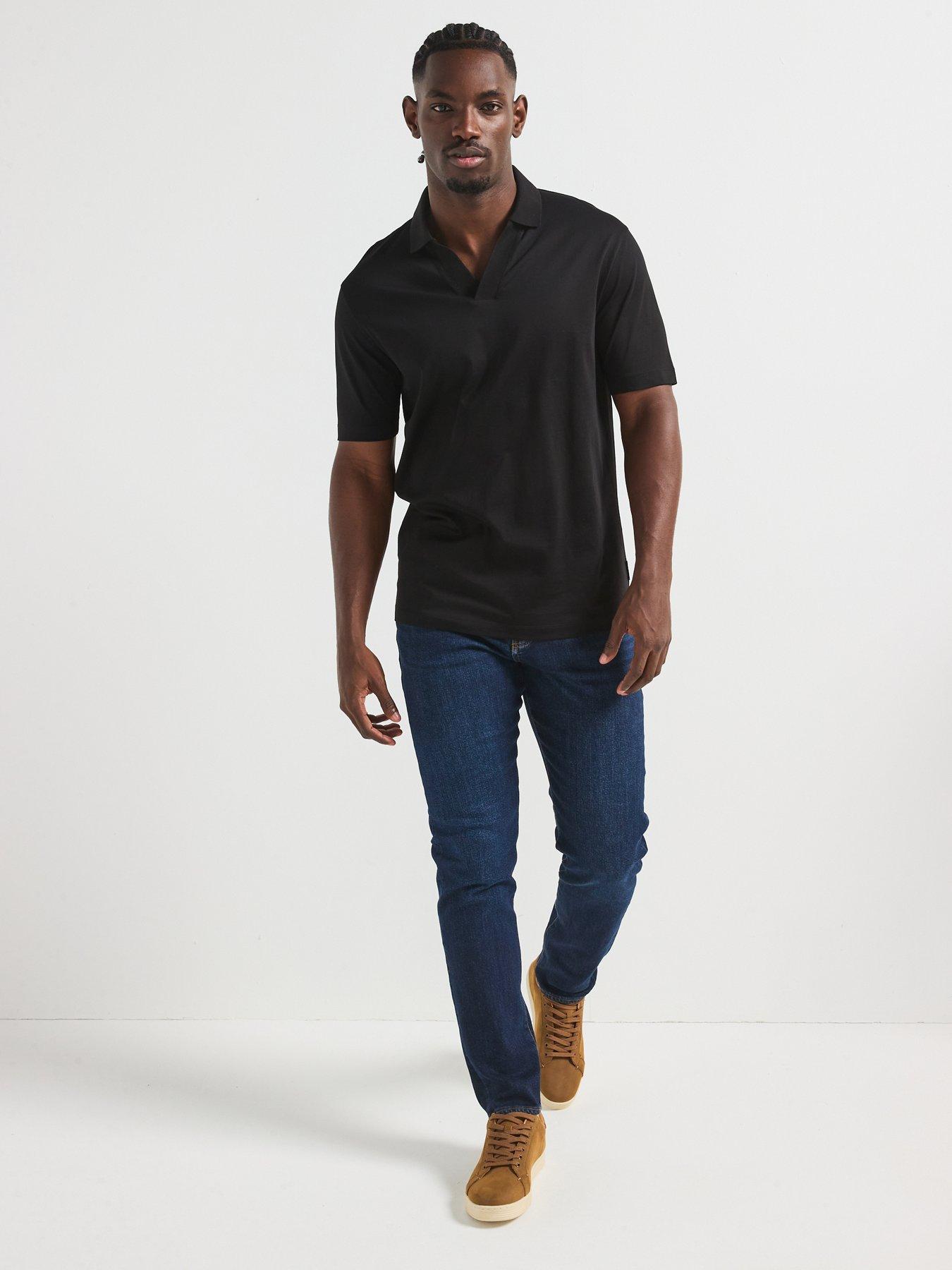 Image 3 of 5 of Armani Exchange Open Collar Polo Shirt - Black