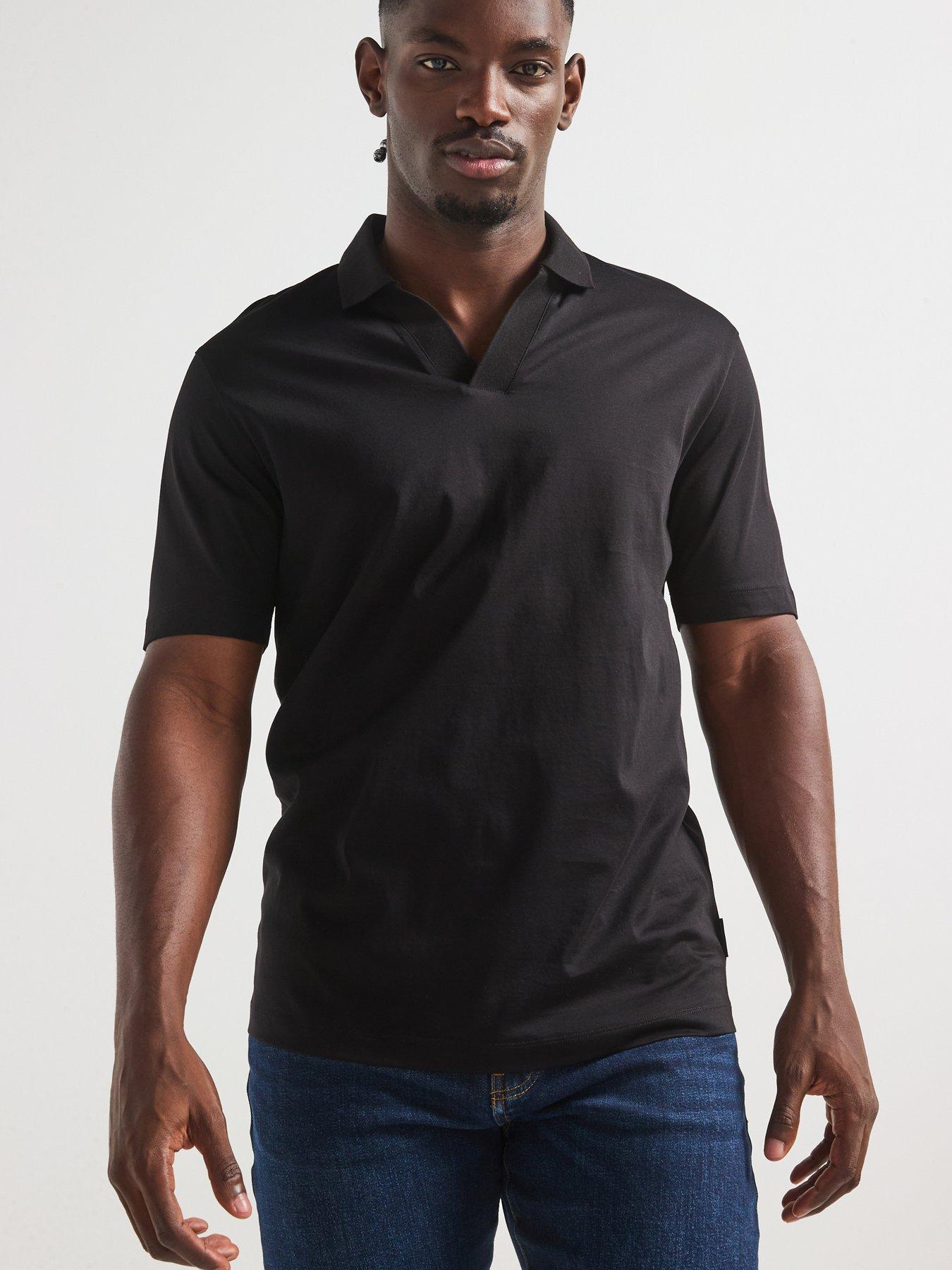 Image 5 of 5 of Armani Exchange Open Collar Polo Shirt - Black